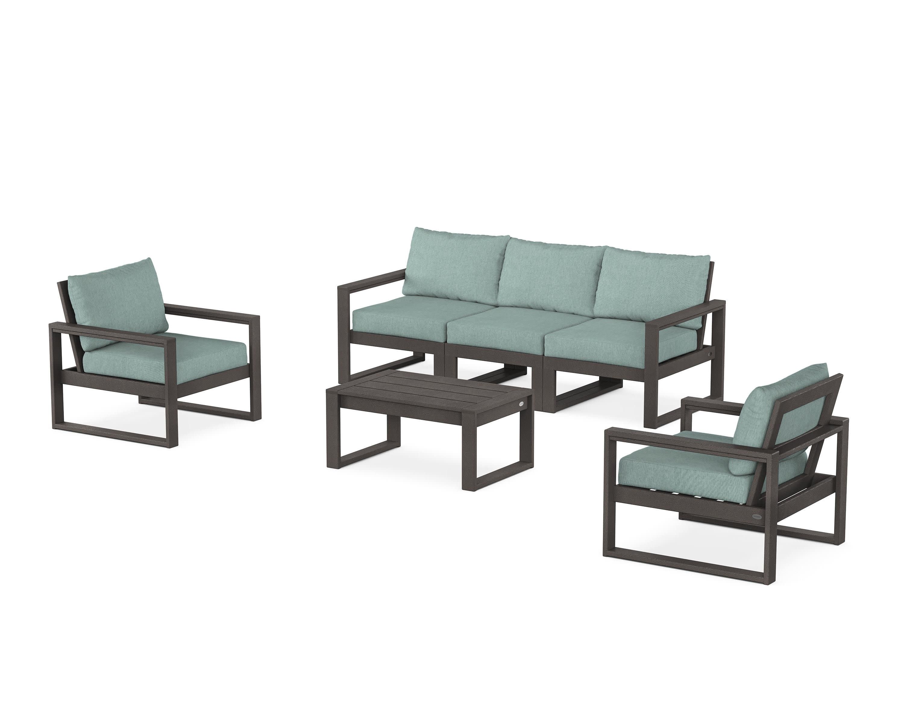 EDGE Sectional 4-Piece Deep Seating Set with Sofa in Vintage Coffee / Glacier Spa