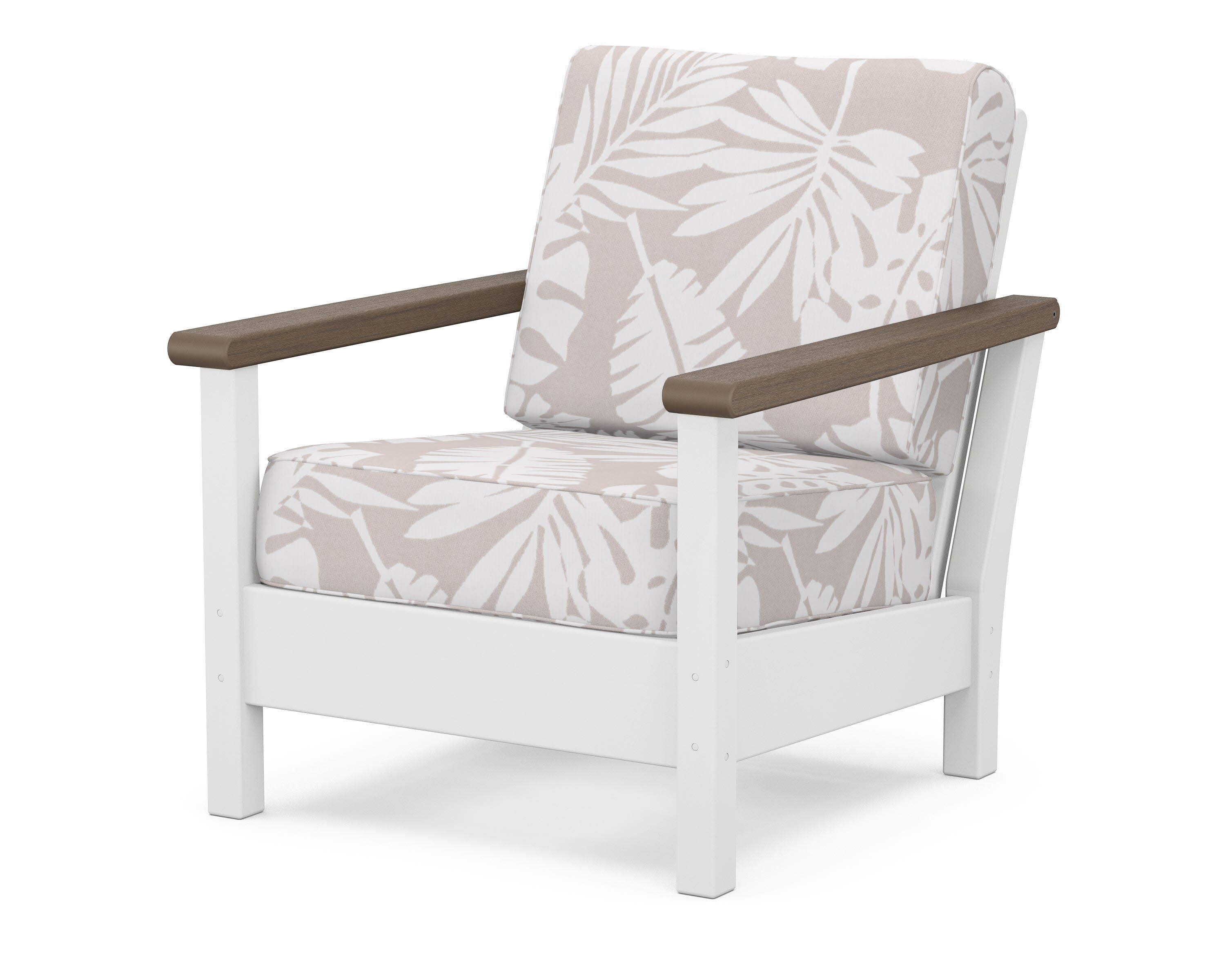 Harbour Deep Seating Chair in White / Kona / Leaf Dune Burlap