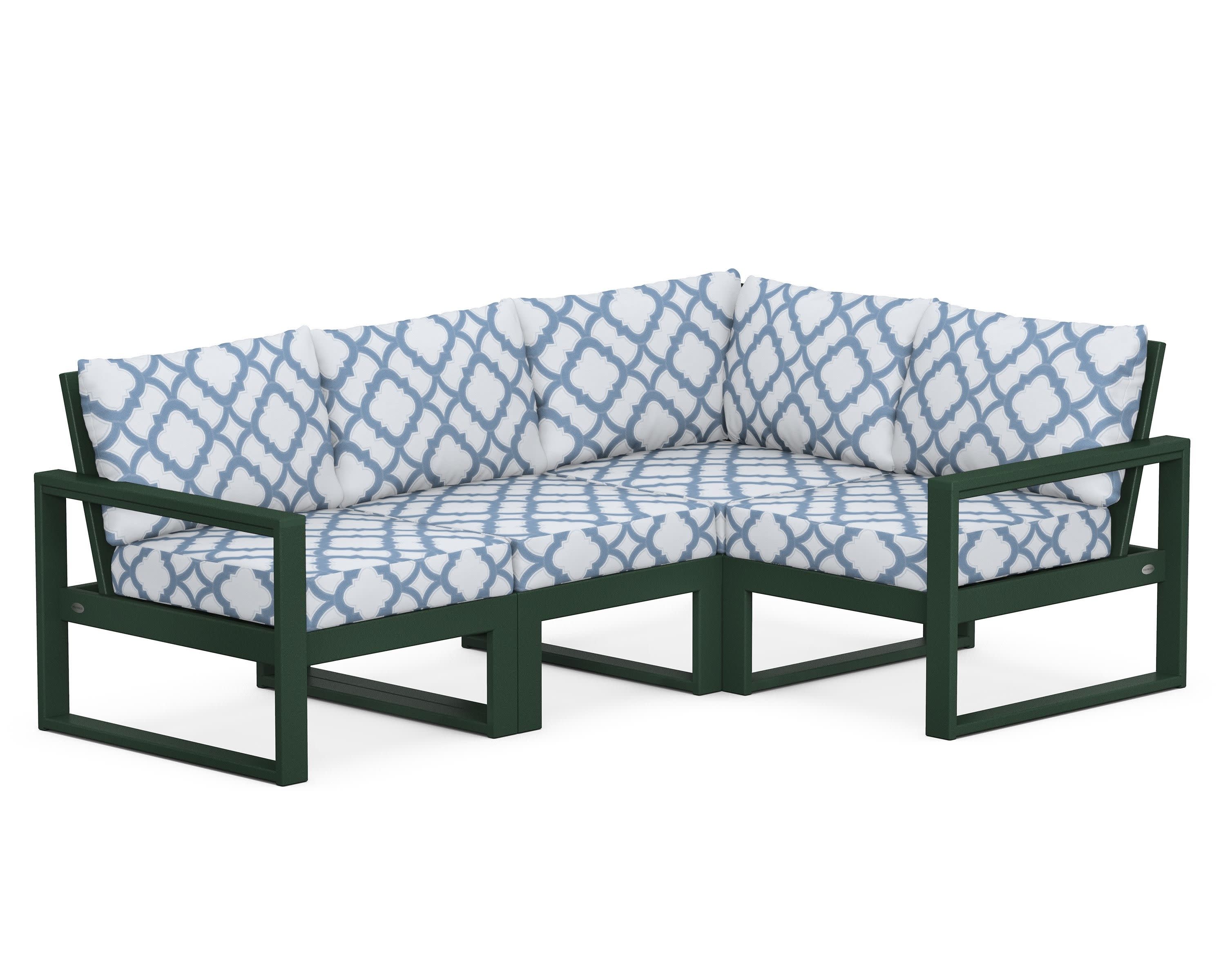 EDGE 4-Piece Modular Deep Seating Set in Green / Trellis Sky Blue