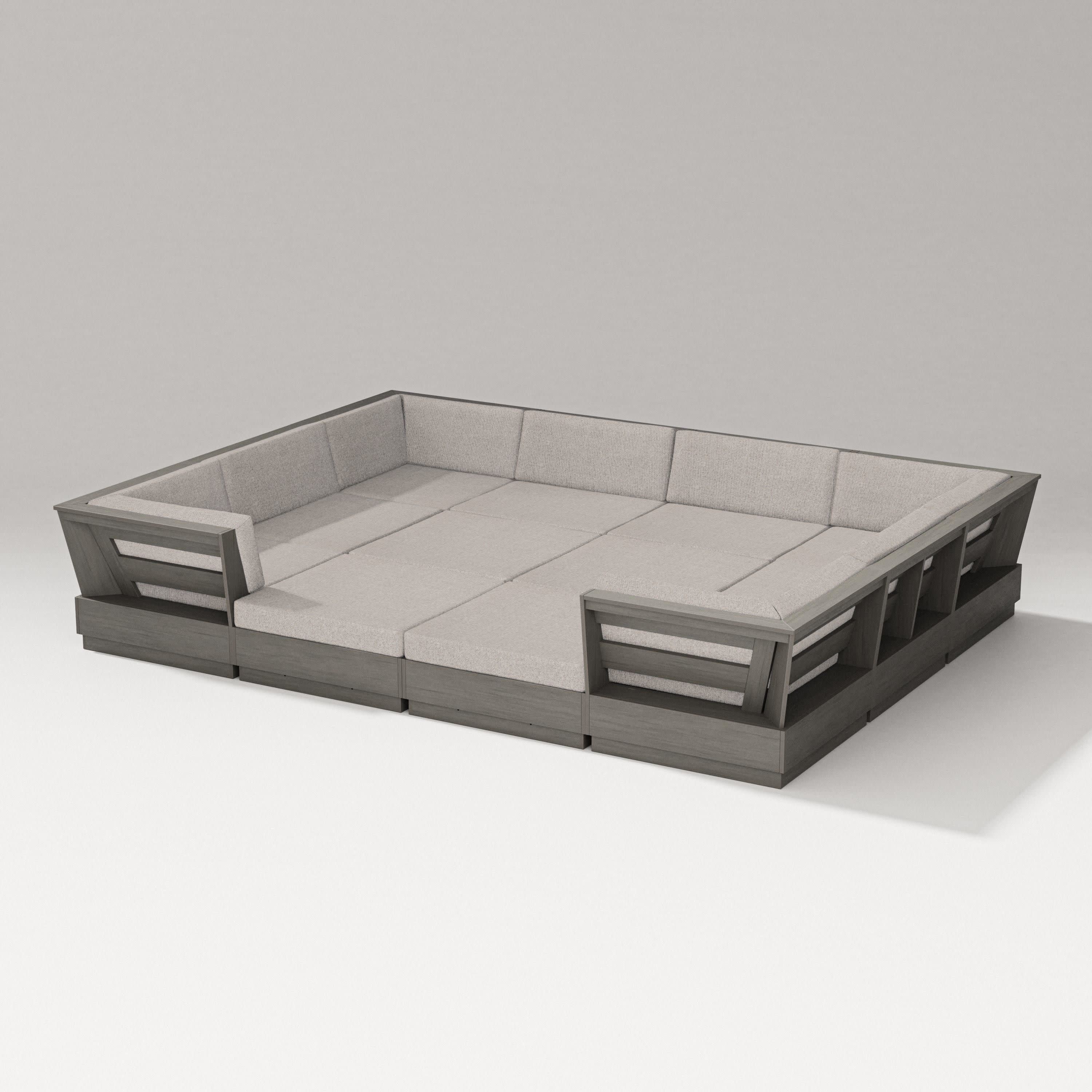 Elevate 12-Piece Pit Sectional in Driftwood / Weathered Tweed