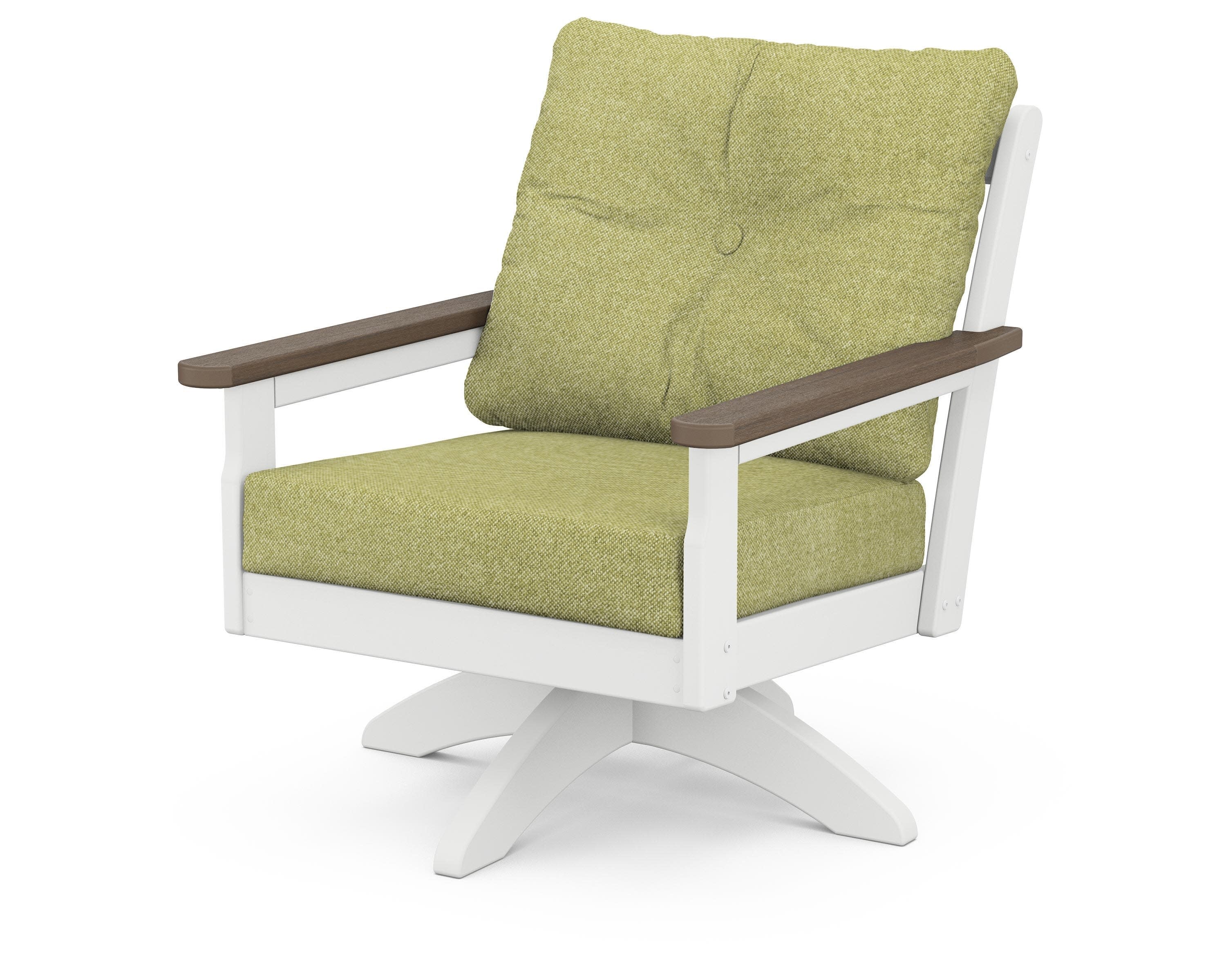 Vineyard Deep Seating Swivel Chair in White / Kona / Chartreuse Boucle