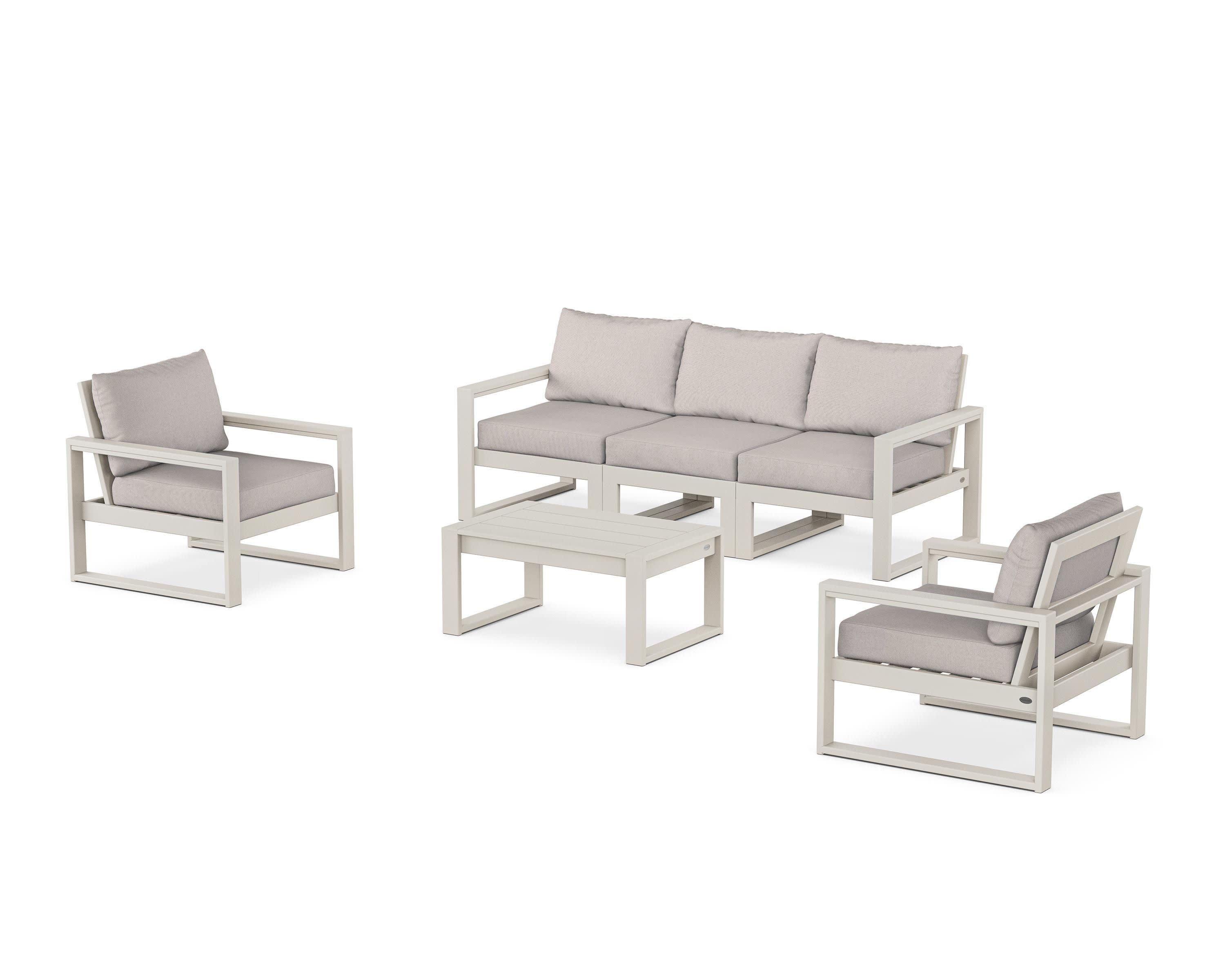 EDGE Sectional 4-Piece Deep Seating Set with Sofa in Sand / Dune Burlap