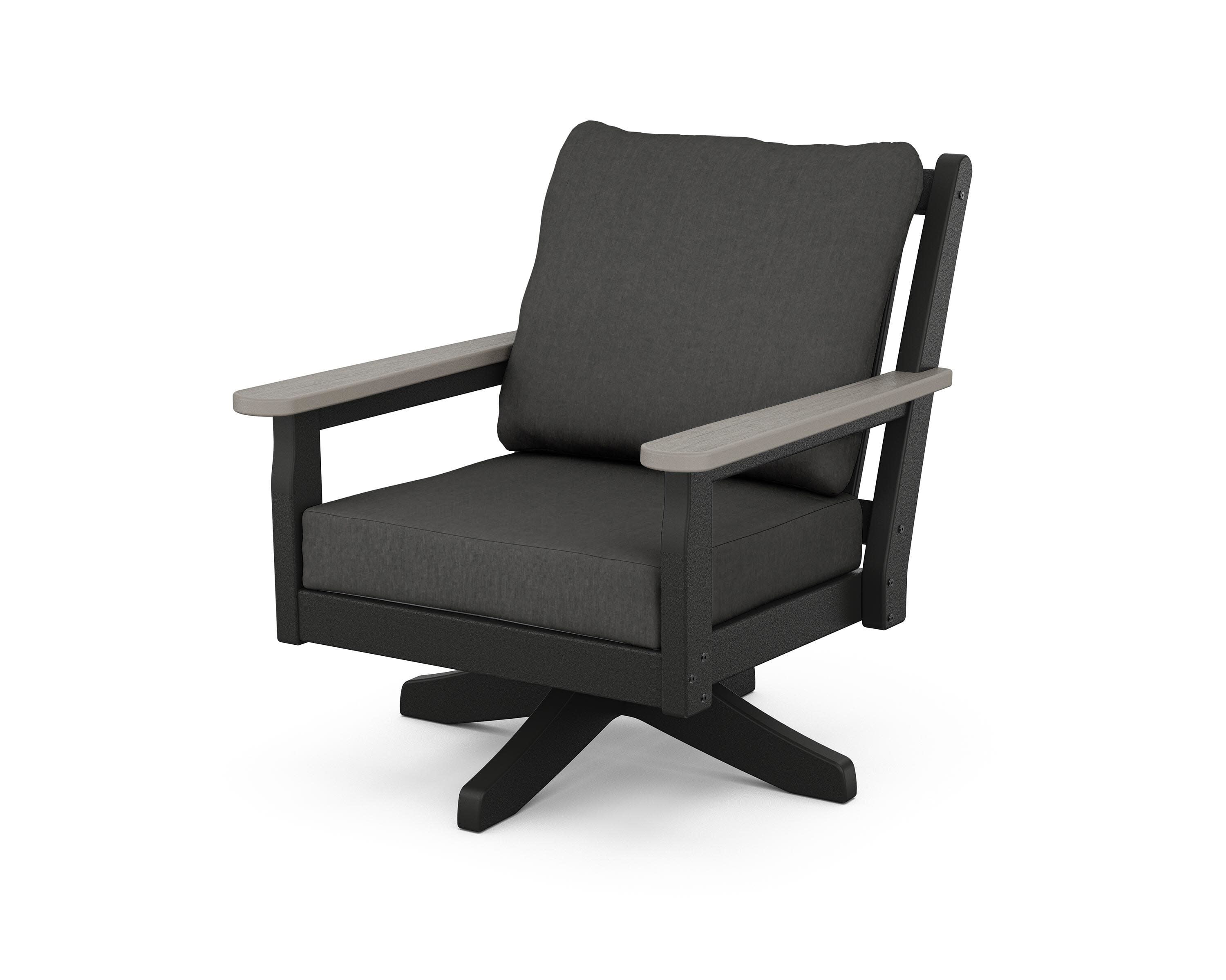 Chippendale Deep Seating Swivel Chair in Black / Driftwood / Spectrum Carbon