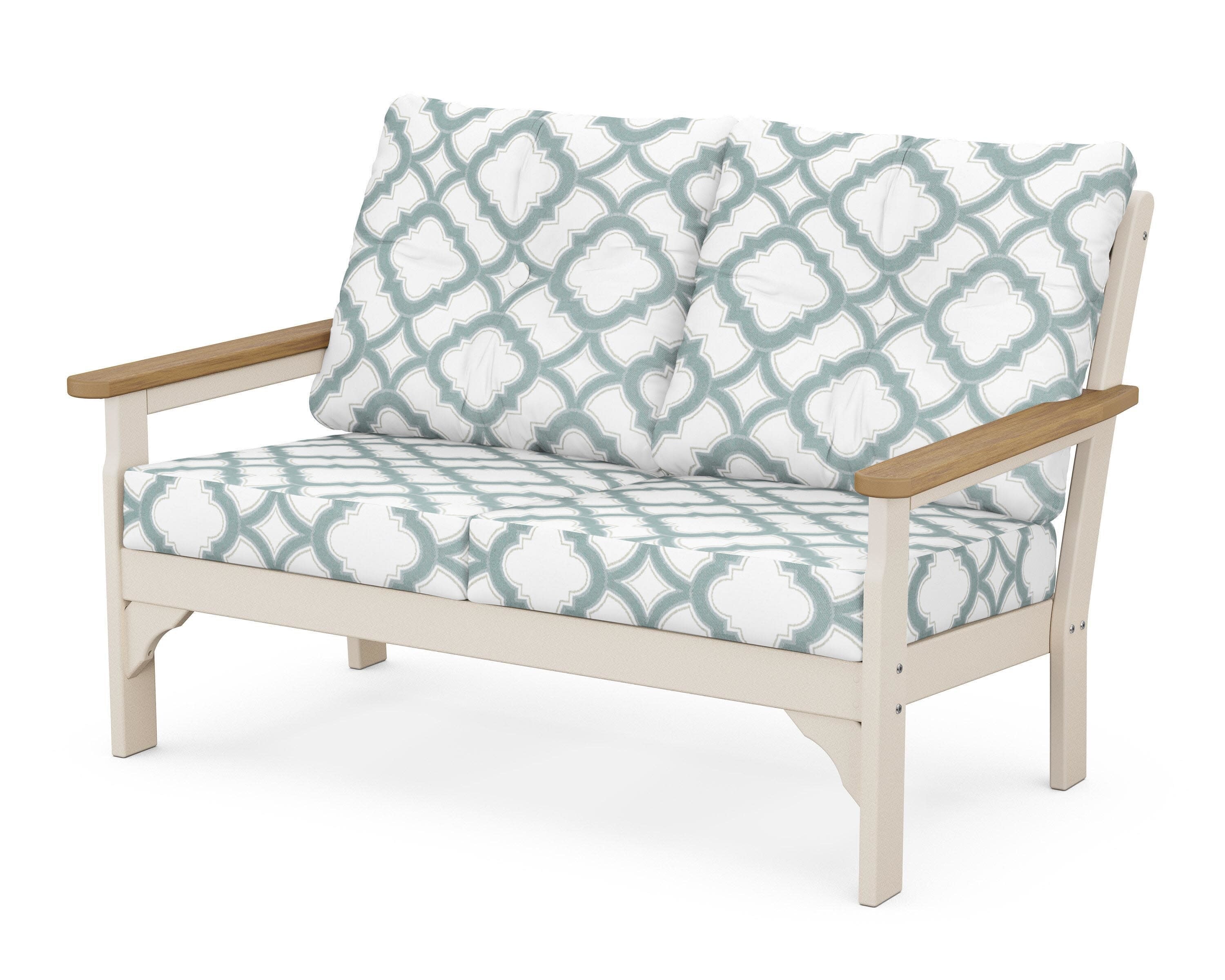 Vineyard Deep Seating Loveseat in Sand / Natural / Trellis Glacier Spa