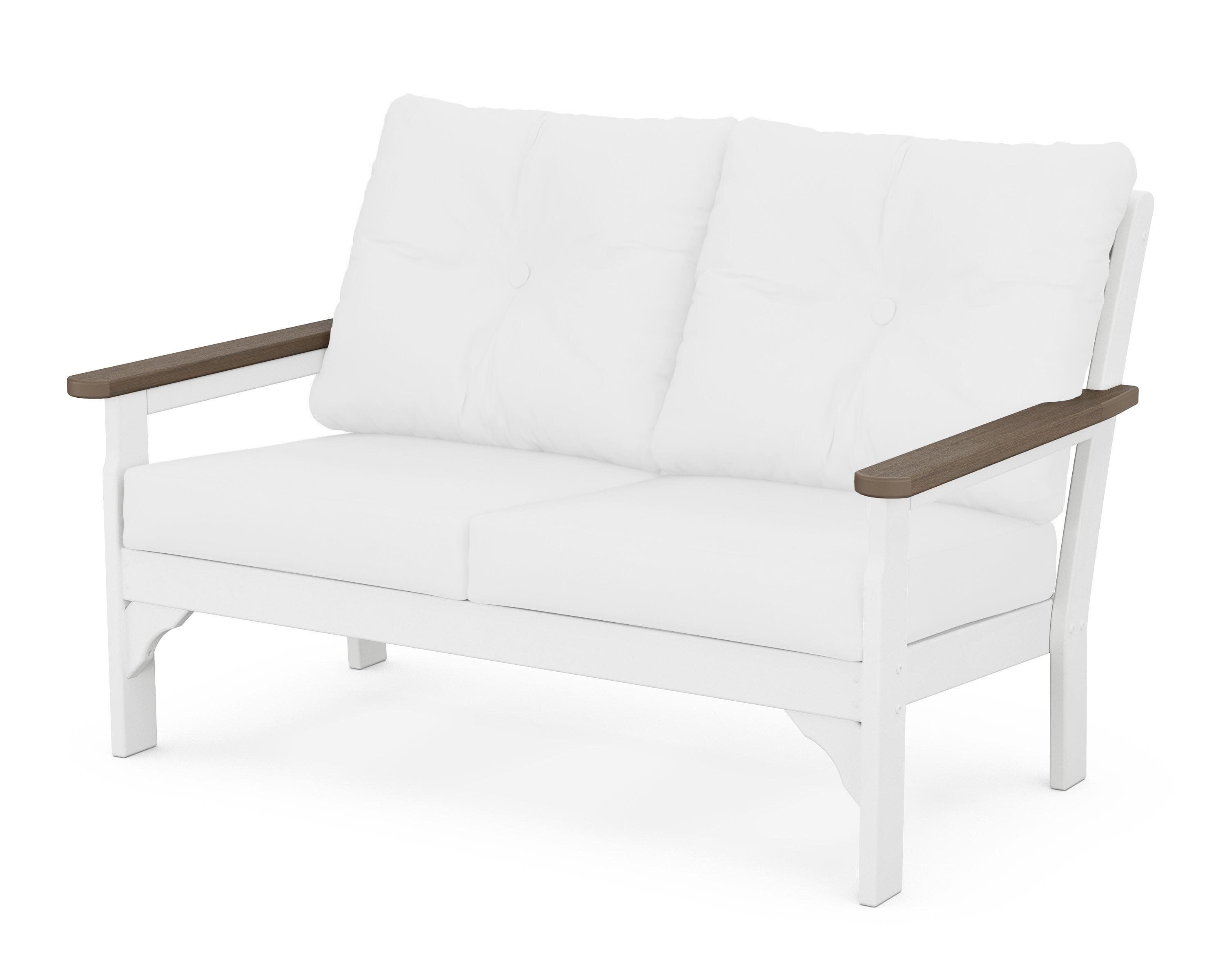 Vineyard Deep Seating Loveseat in White / Kona / Natural