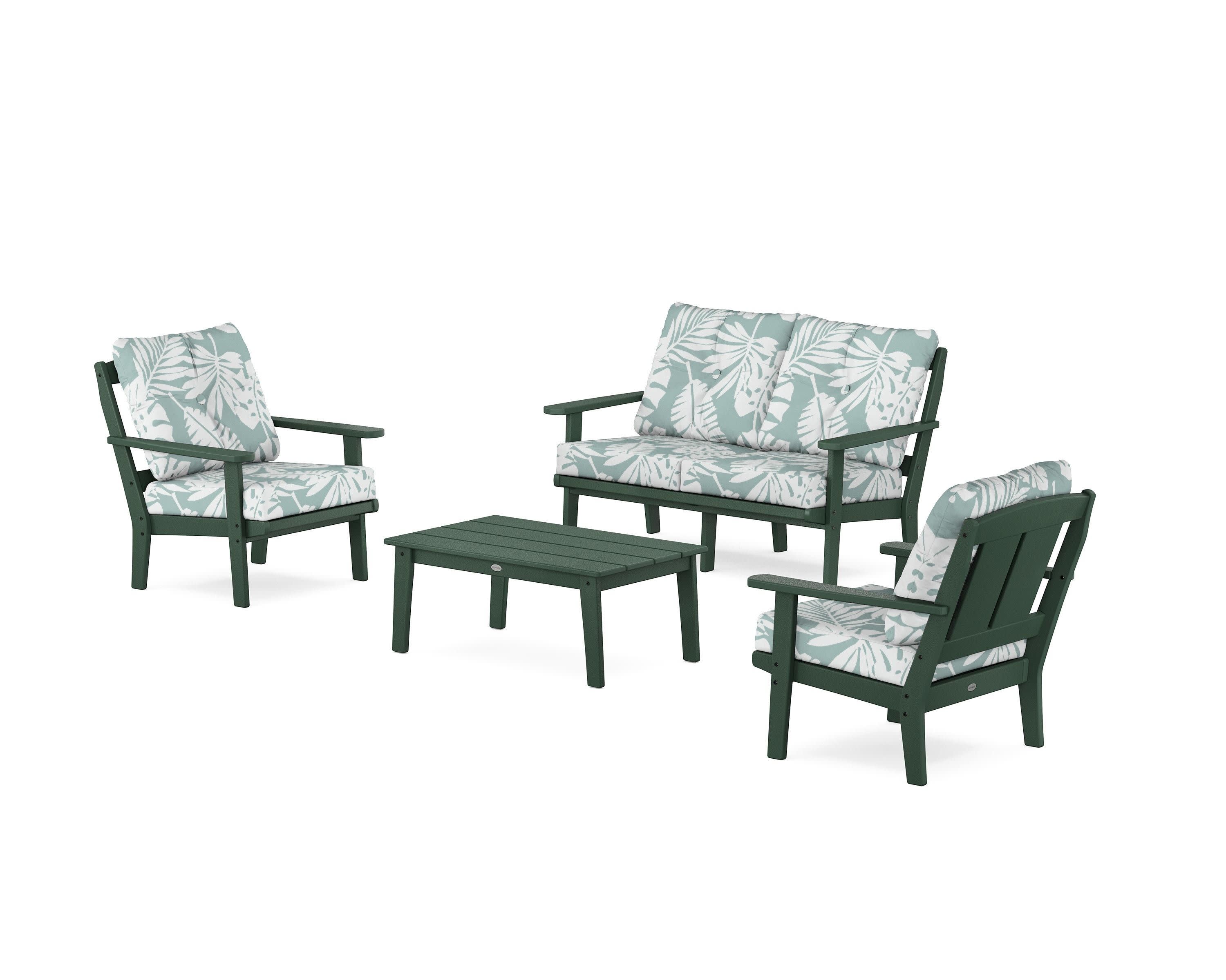 Mission 4-Piece Deep Seating Set with Loveseat in Green / Leaf Glacier Spa