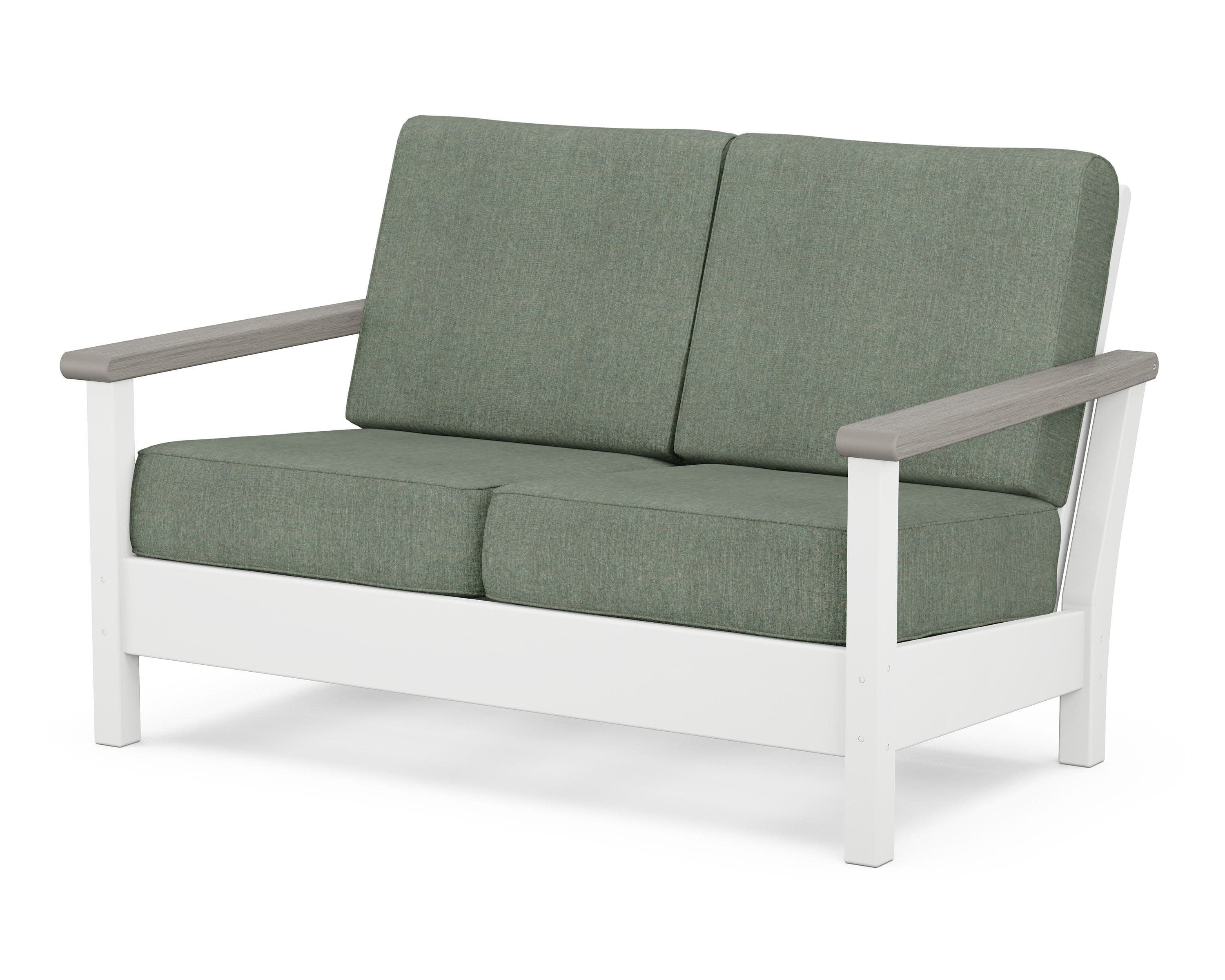 Harbour Deep Seating Loveseat in White / Driftwood / Cast Sage
