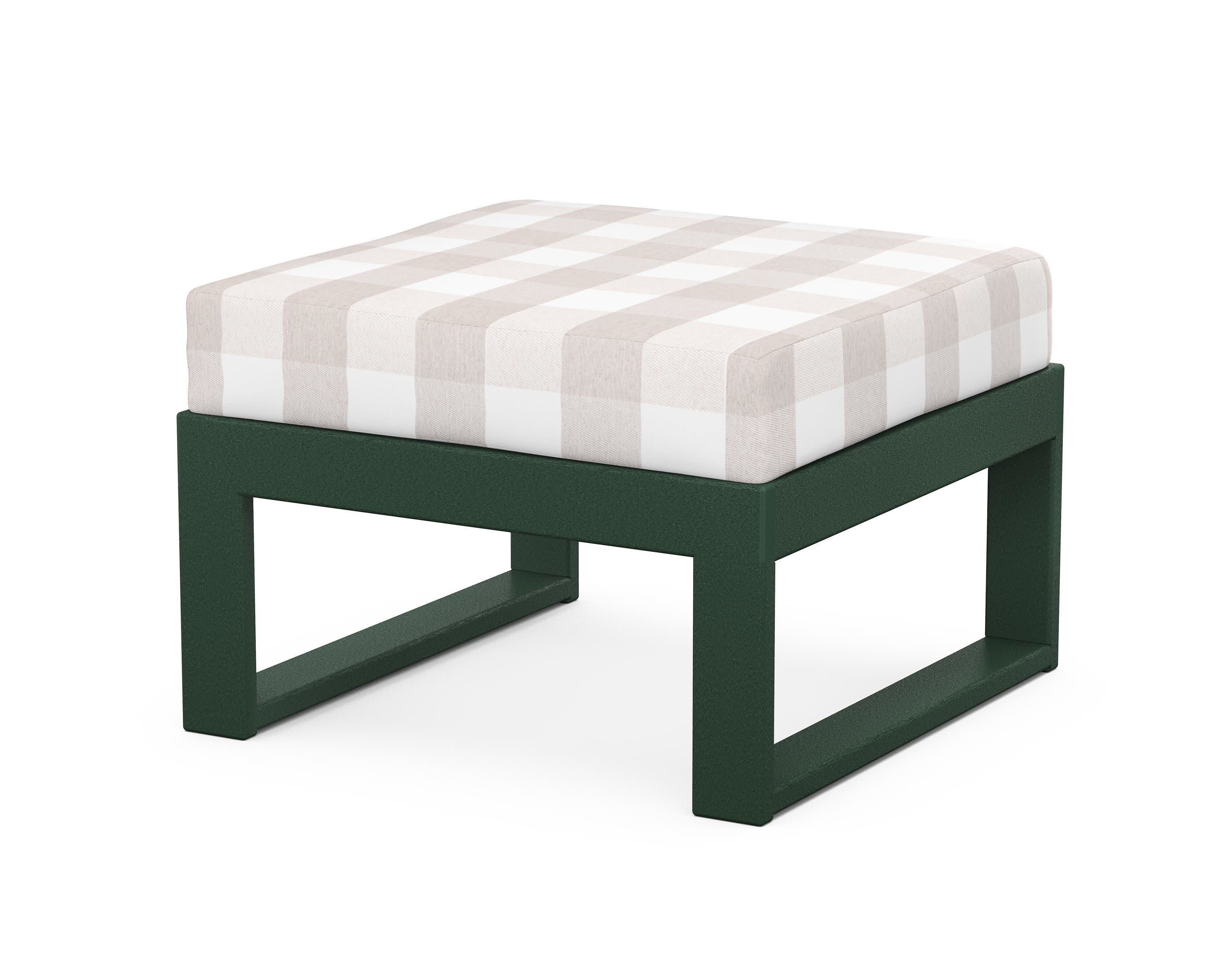 Modular Ottoman - Modern in Green / Buffalo Plaid Dune Burlap