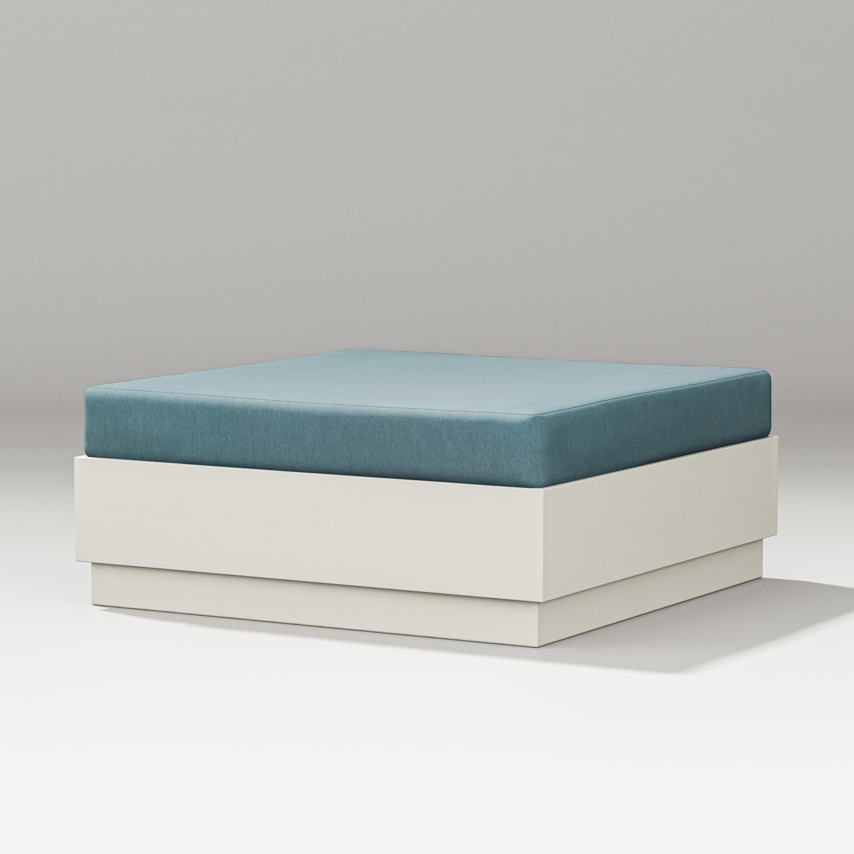 Elevate Lounge Ottoman in Vintage White / Ocean Teal