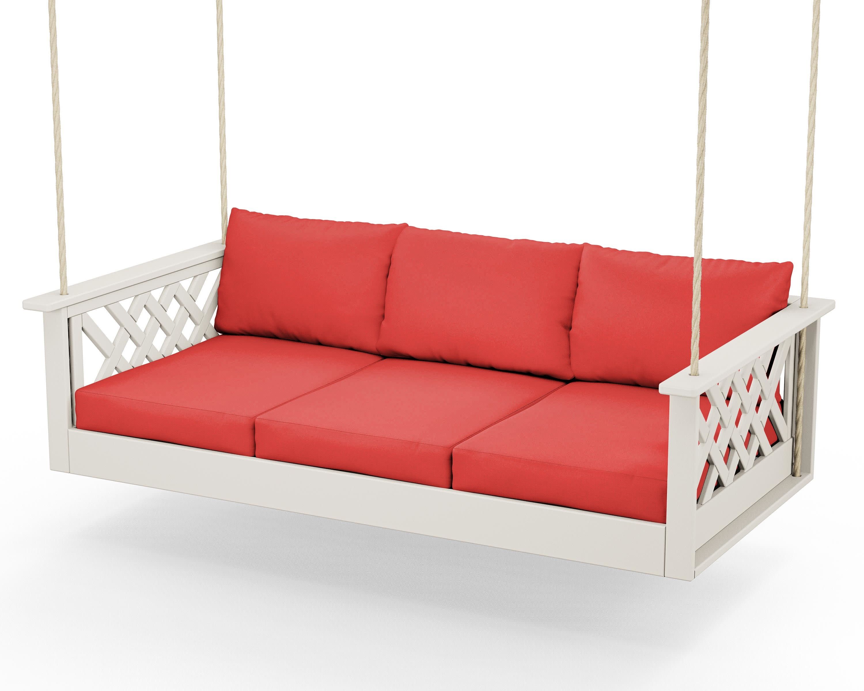 Wovendale Daybed Swing in Sand / Crimson Linen
