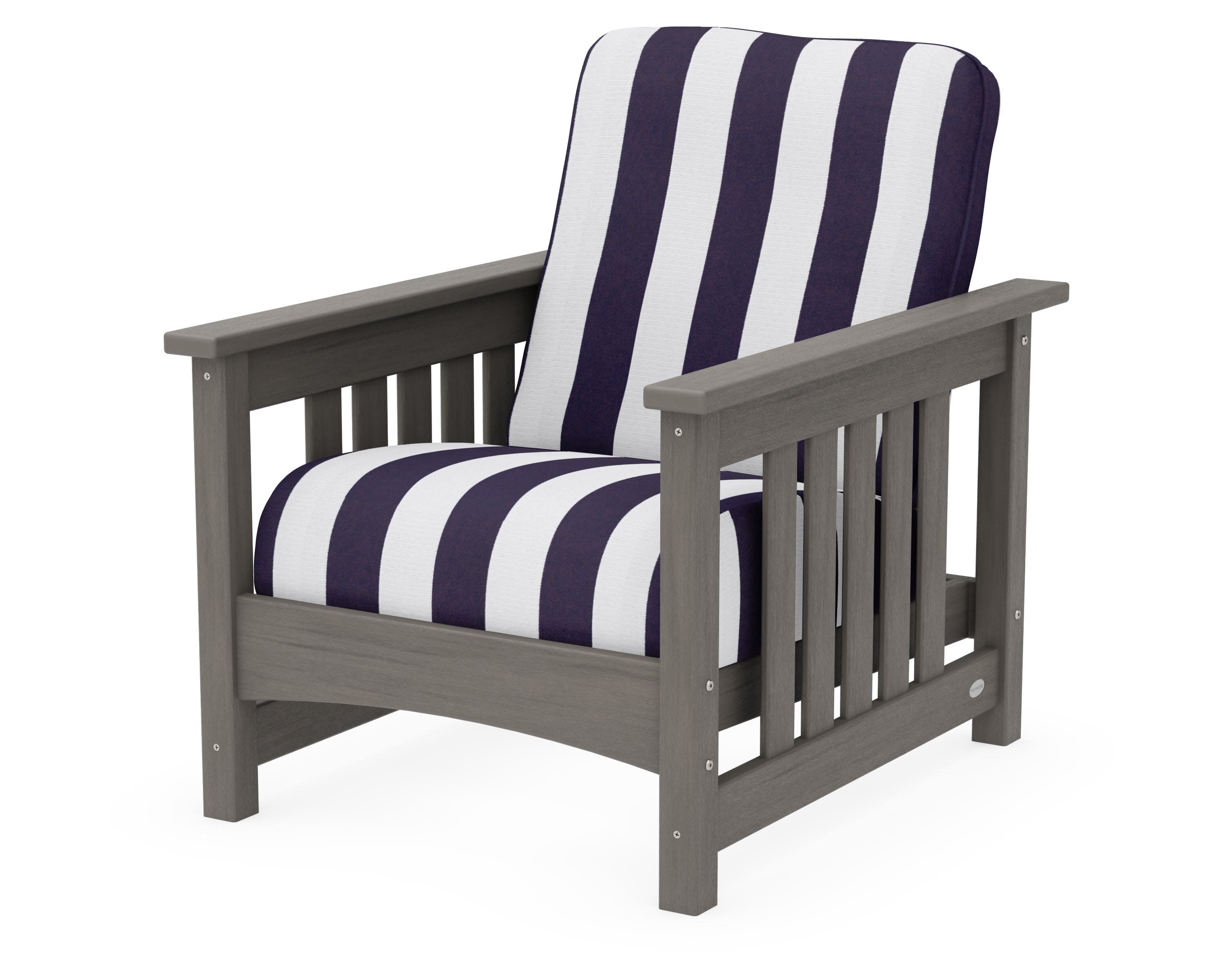 Club Mission Chair in Driftwood / Cabana Stripe Navy