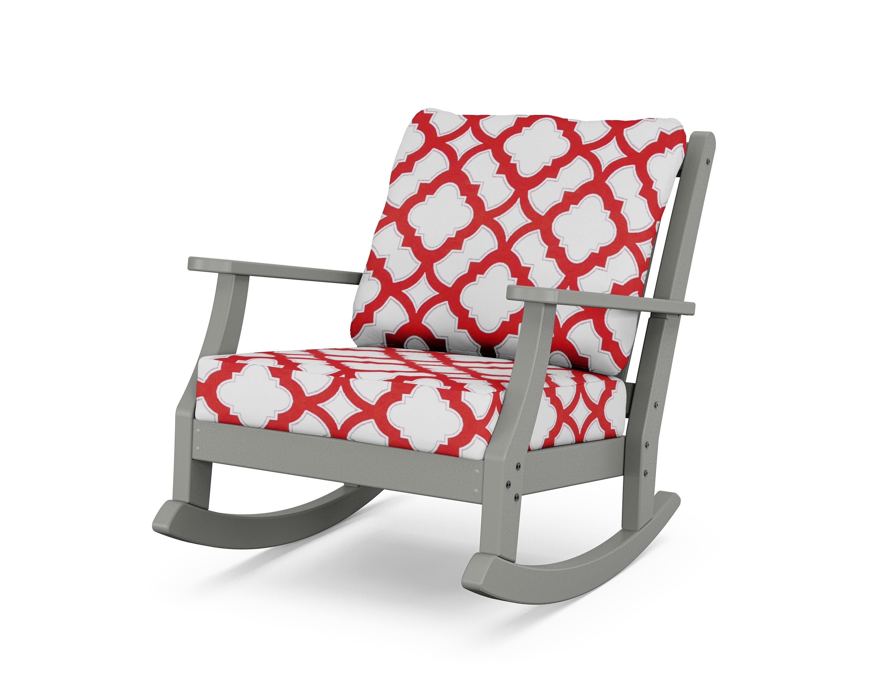 Wovendale Deep Seating Rocking Chair in Slate Grey / Trellis Crimson