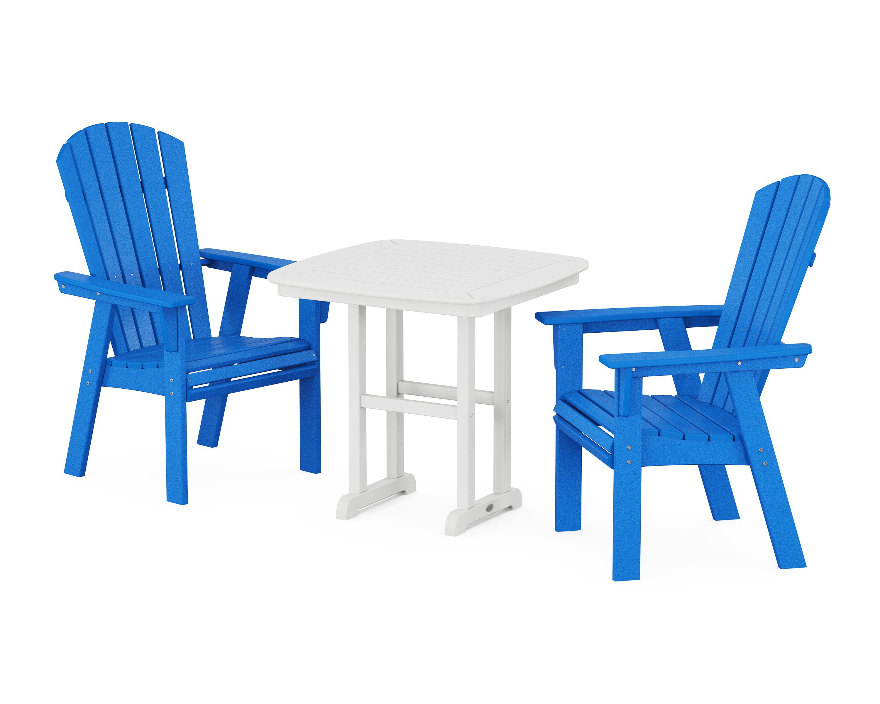 Nautical Adirondack 3-Piece Dining Set in Pacific Blue / White