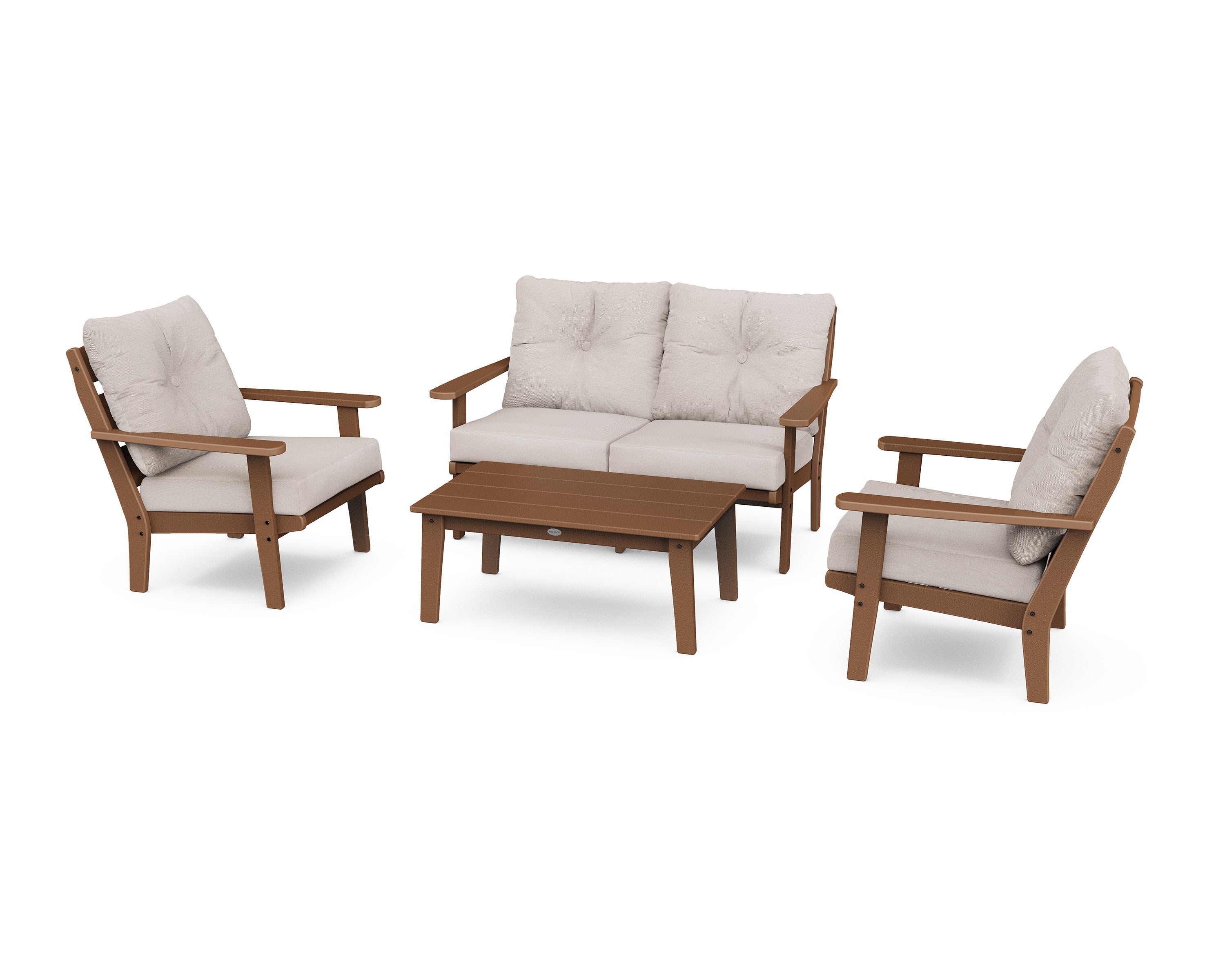 Lakeside 4-Piece Deep Seating Set in Teak / Dune Burlap