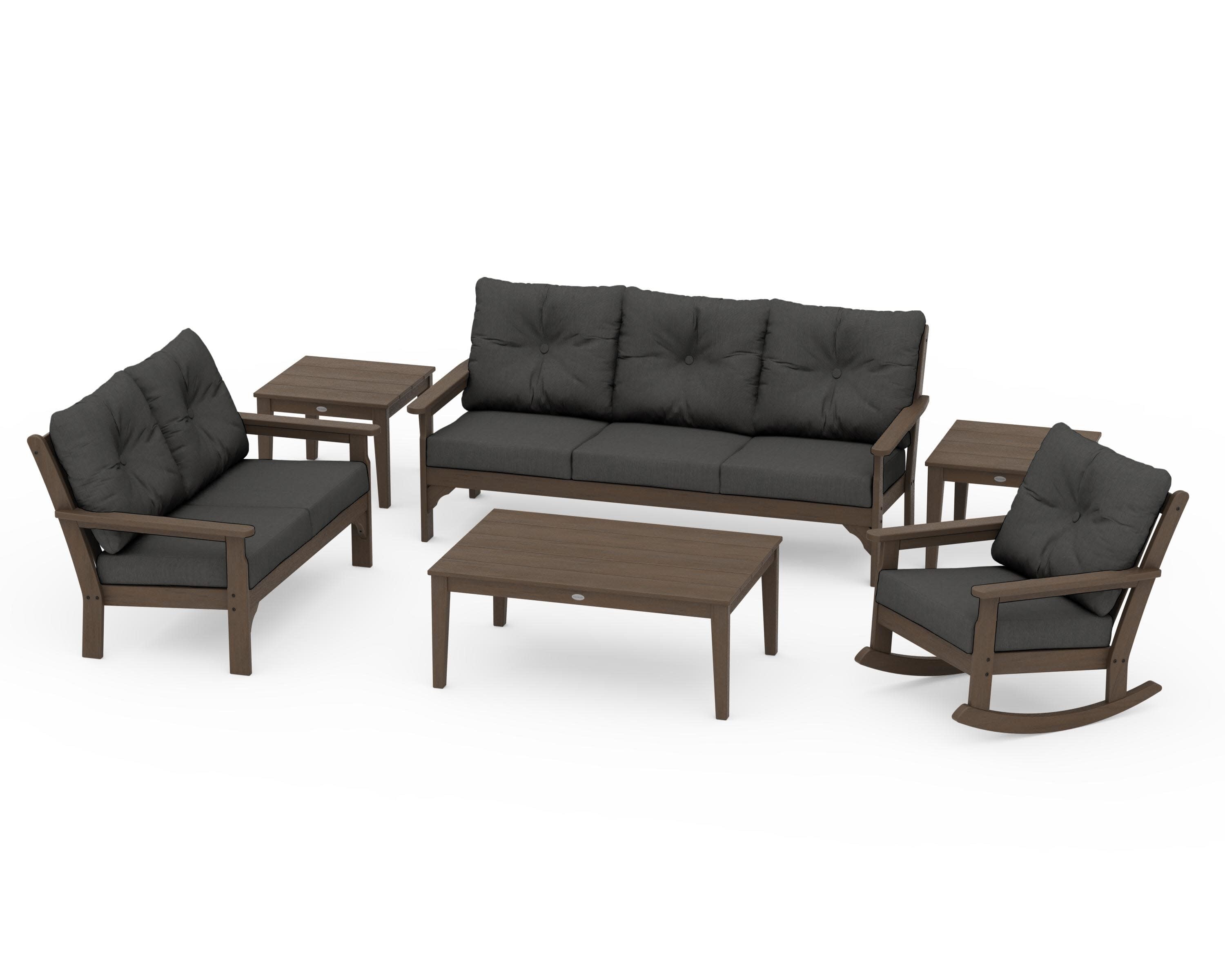 Vineyard 6-Piece Deep Seating Set in Kona / Spectrum Carbon