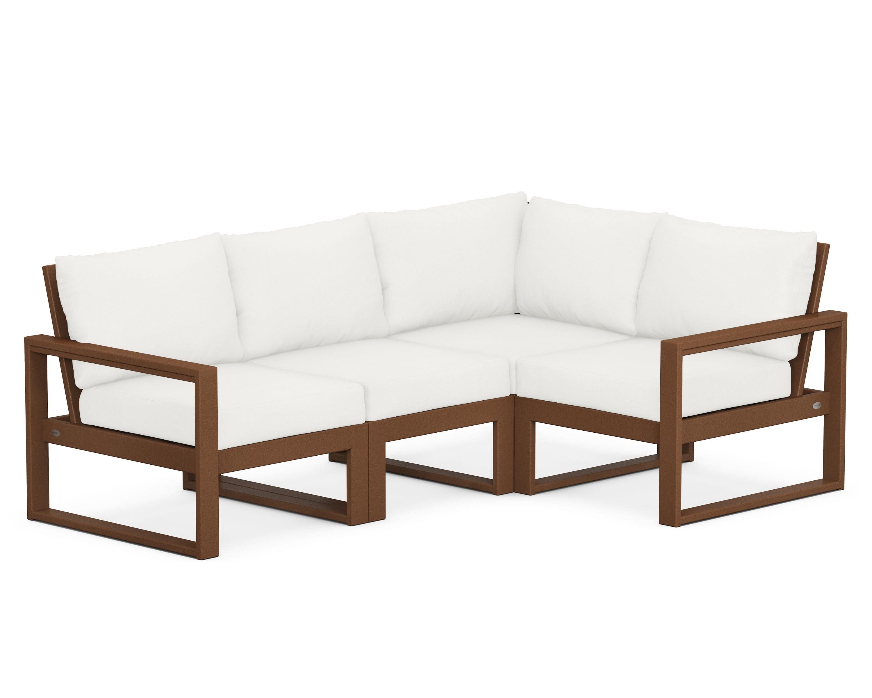 EDGE 4-Piece Modular Deep Seating Set in Teak / Natural Linen