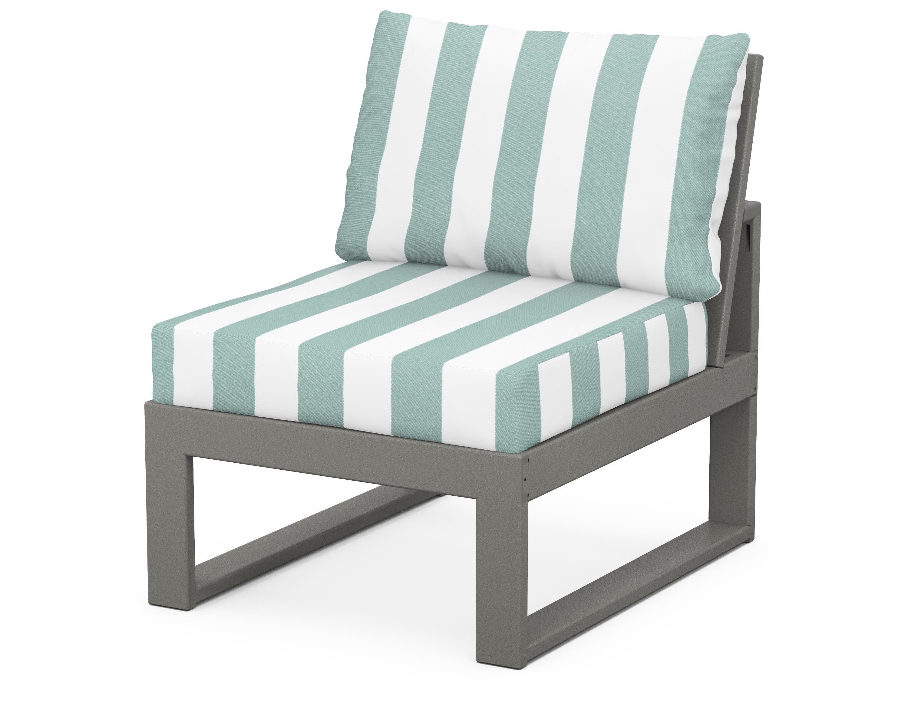 Modular Armless Chair in Slate Grey / Cabana Stripe Glacier Spa
