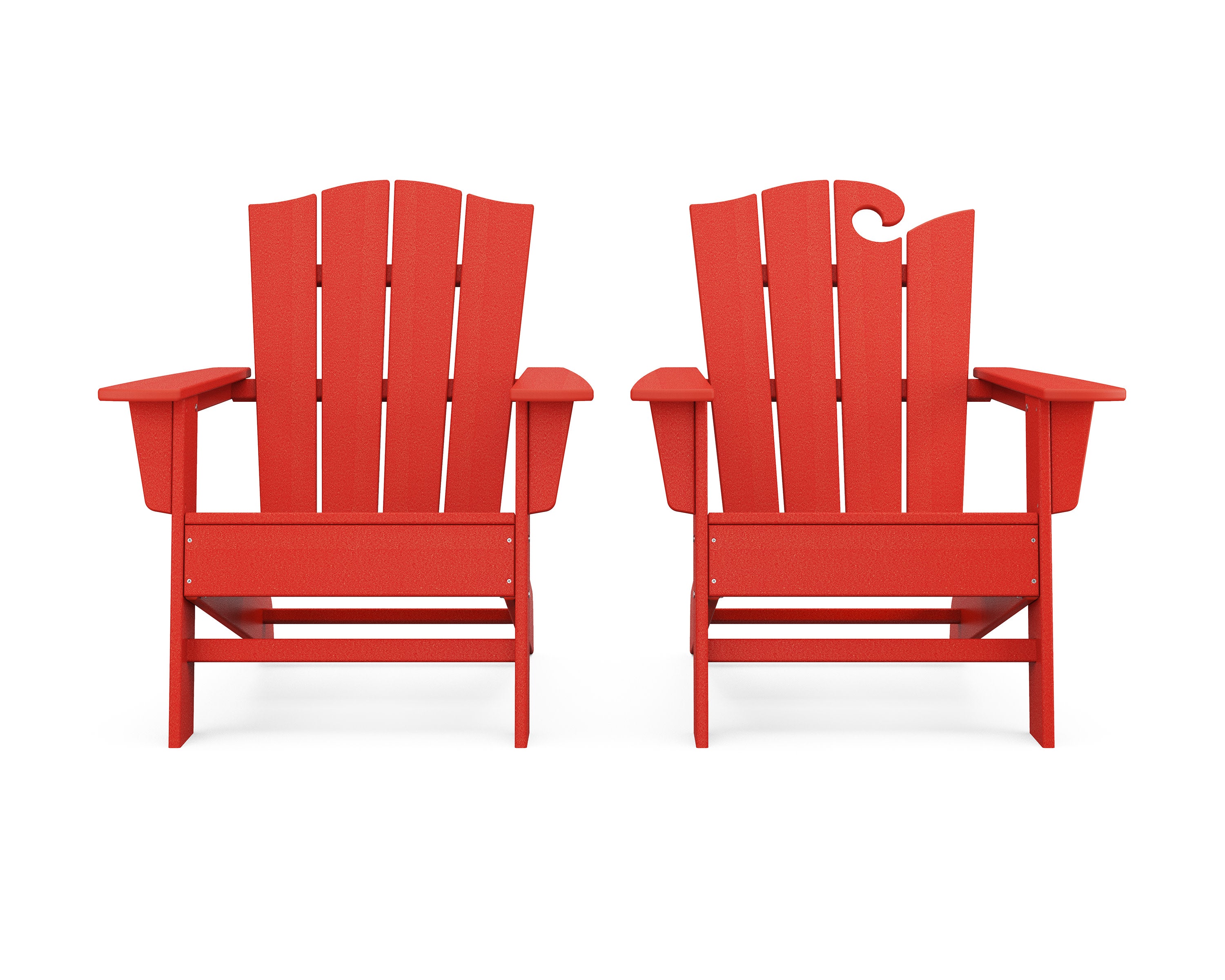 Wave 2-Piece Adirondack Chair Set with The Crest Chair in Sunset Red