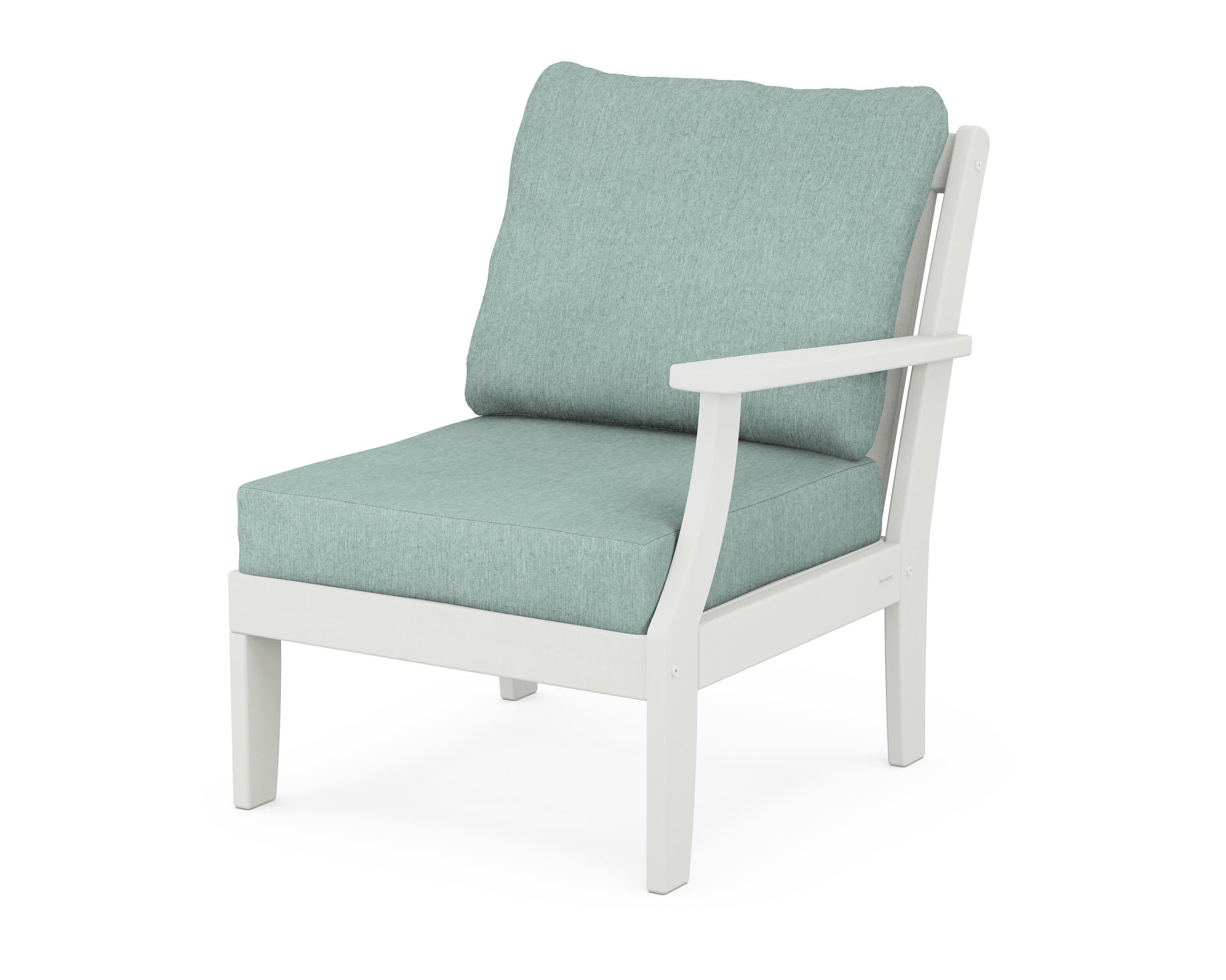 Braxton Modular Right Arm Chair in Vintage White / Glacier Spa