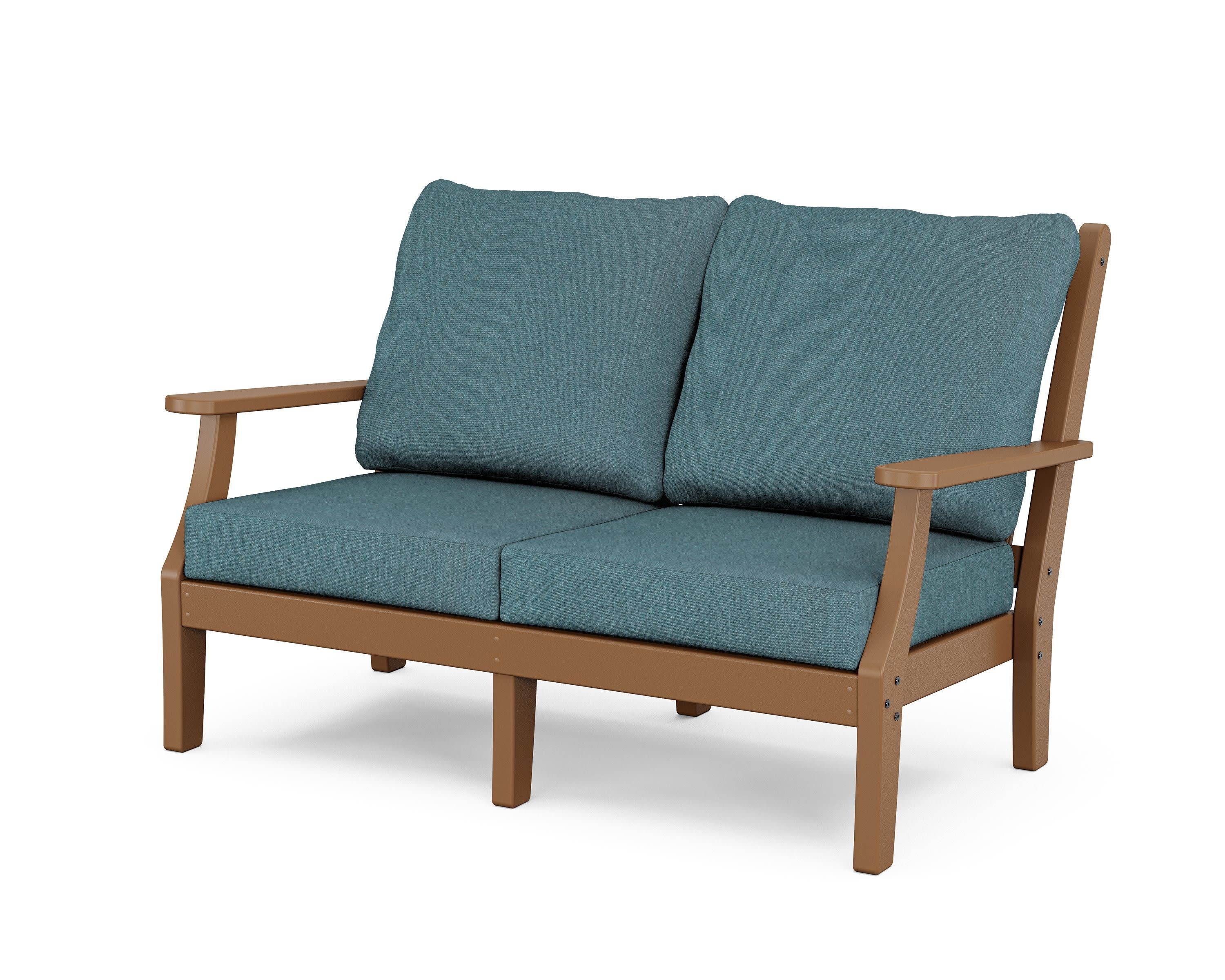 Wovendale Deep Seating Loveseat in Teak / Ocean Teal