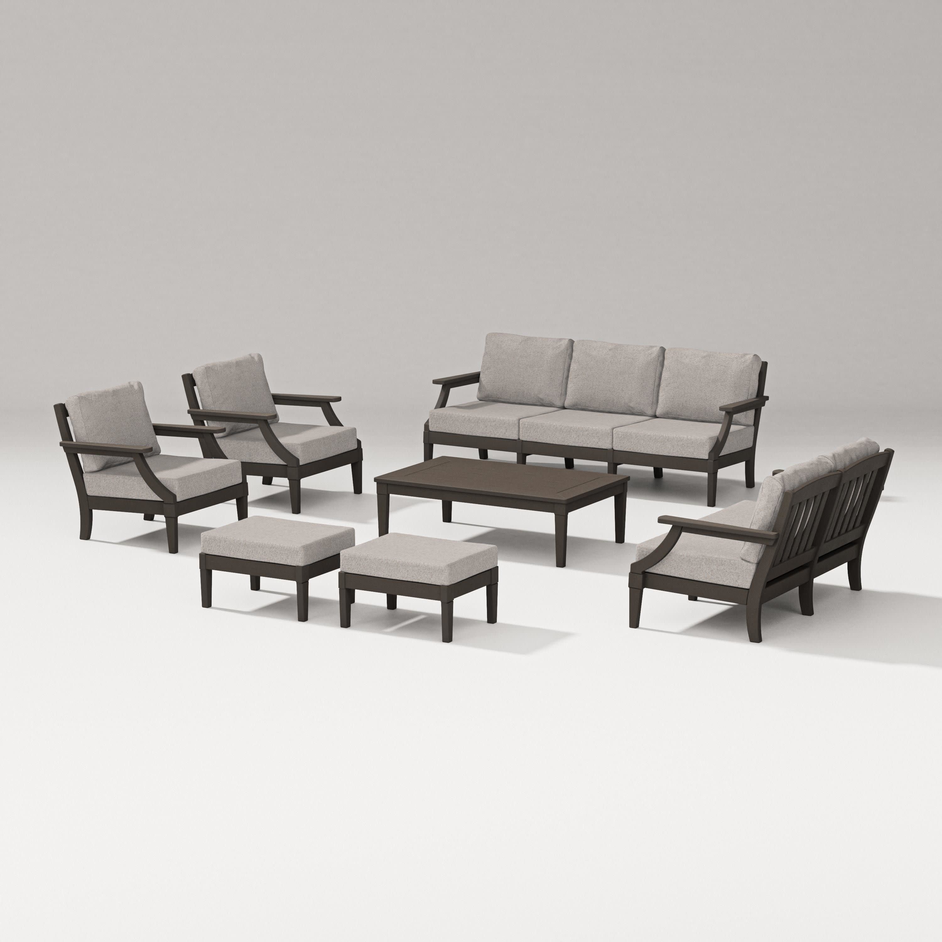 Estate 7-Piece Lounge Sofa Set in Vintage Coffee / Weathered Tweed