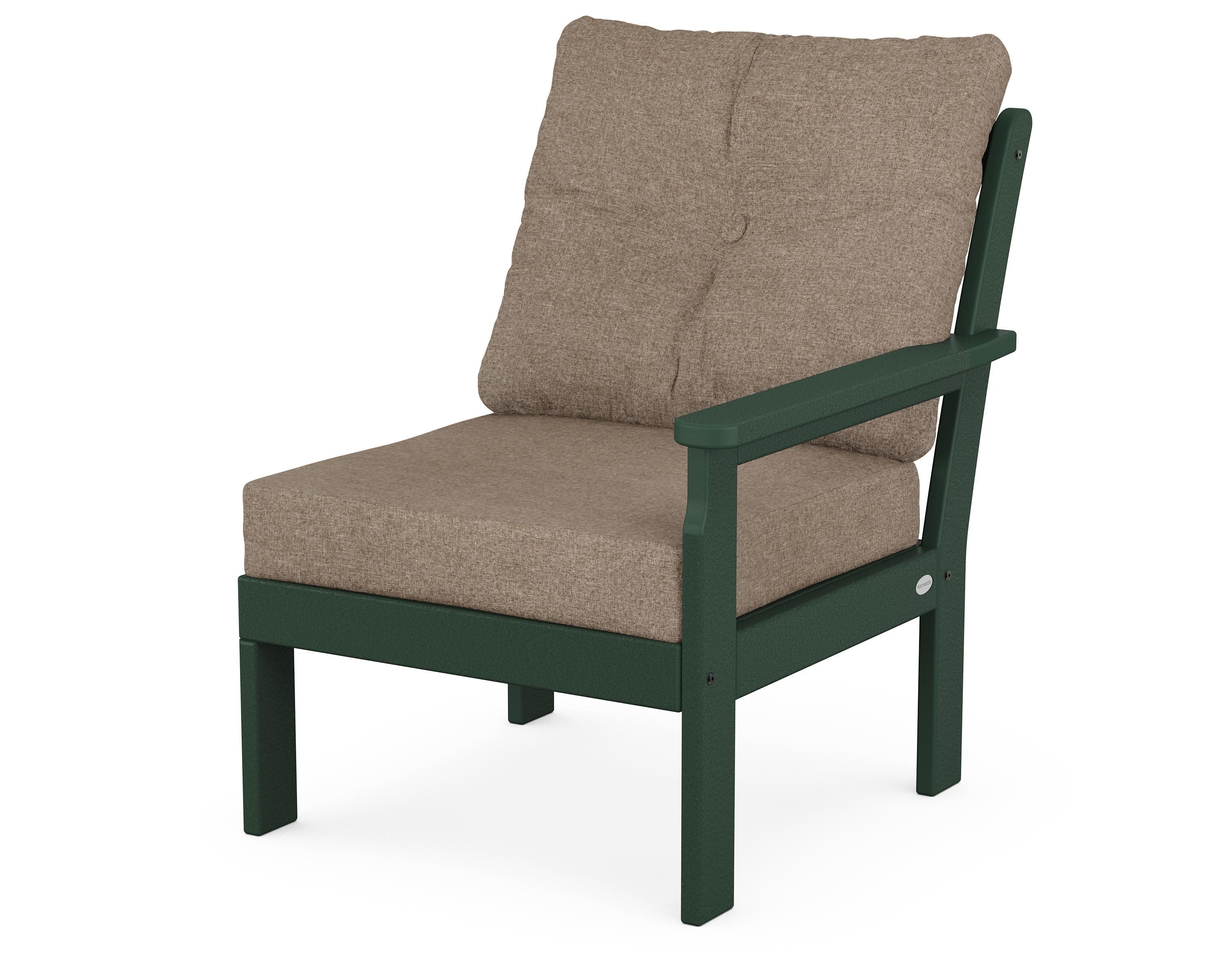 Vineyard Modular Right Arm Chair in Green / Spiced Burlap