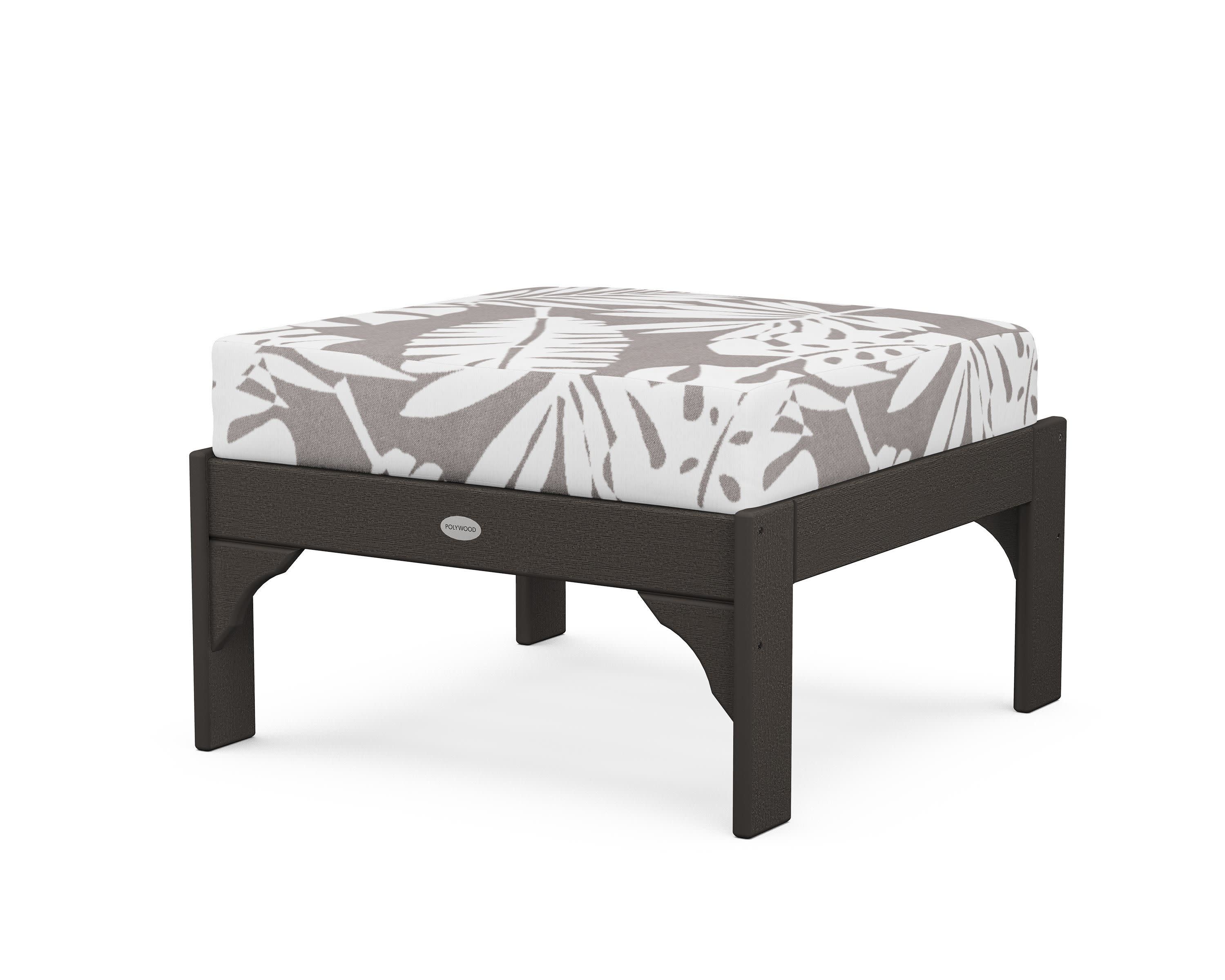 Vineyard Deep Seating Ottoman in Vintage Coffee / Leaf Grey Mist