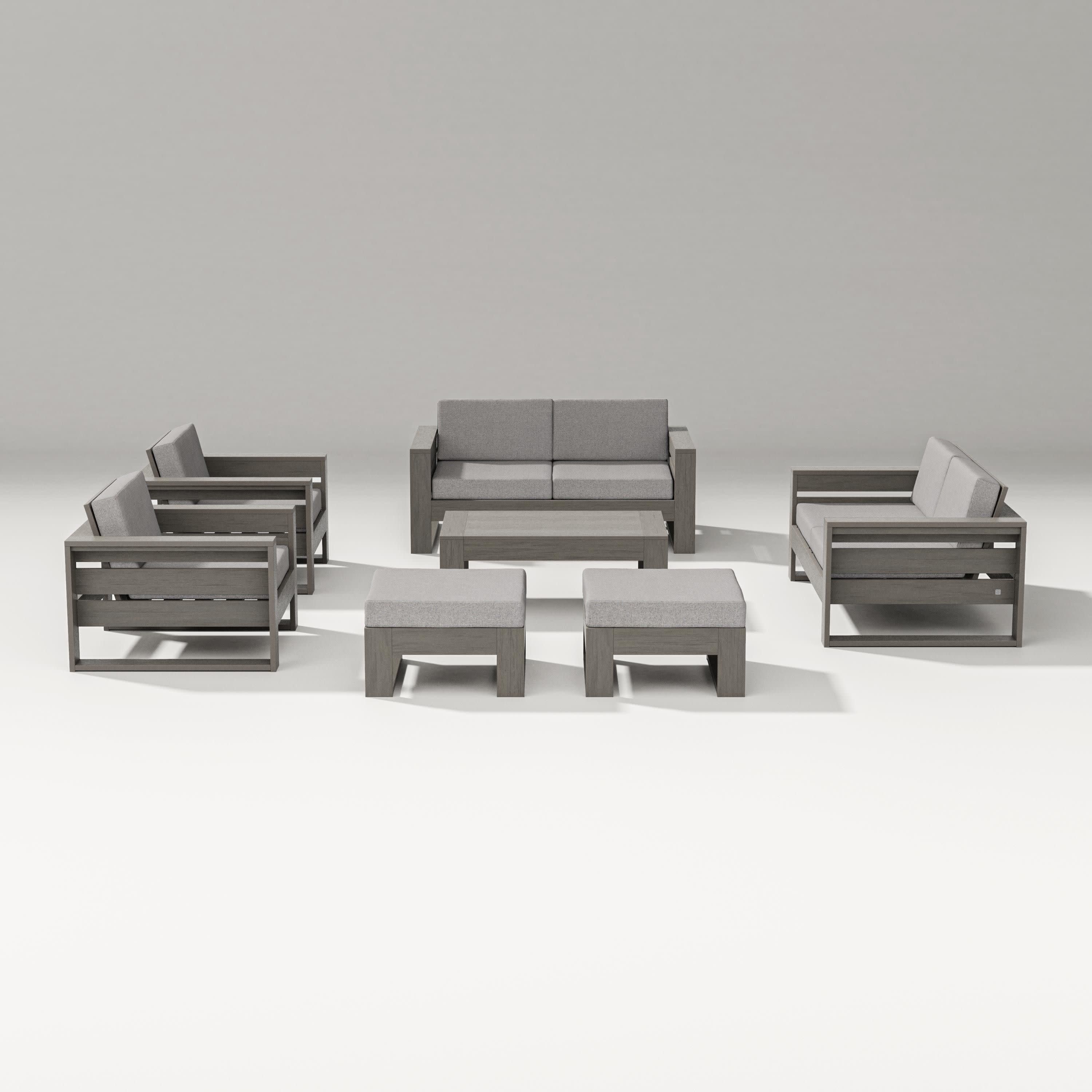 Latitude 7-Piece Lounge Loveseat Set in Driftwood / Grey Mist