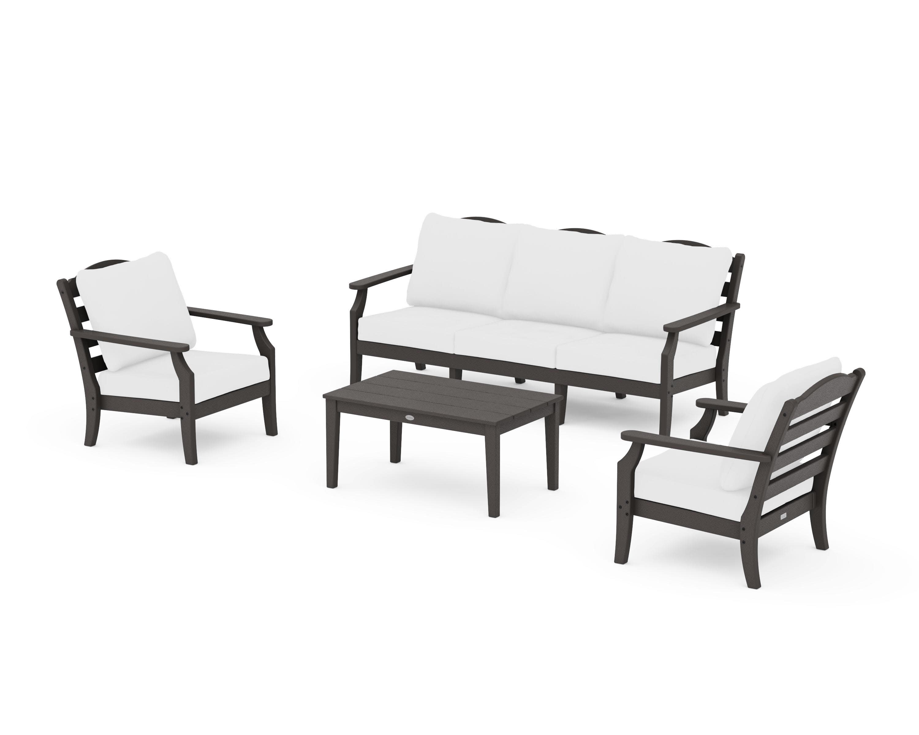 Savannah 4-Piece Deep Seating Set with Sofa in Vintage Coffee / Natural