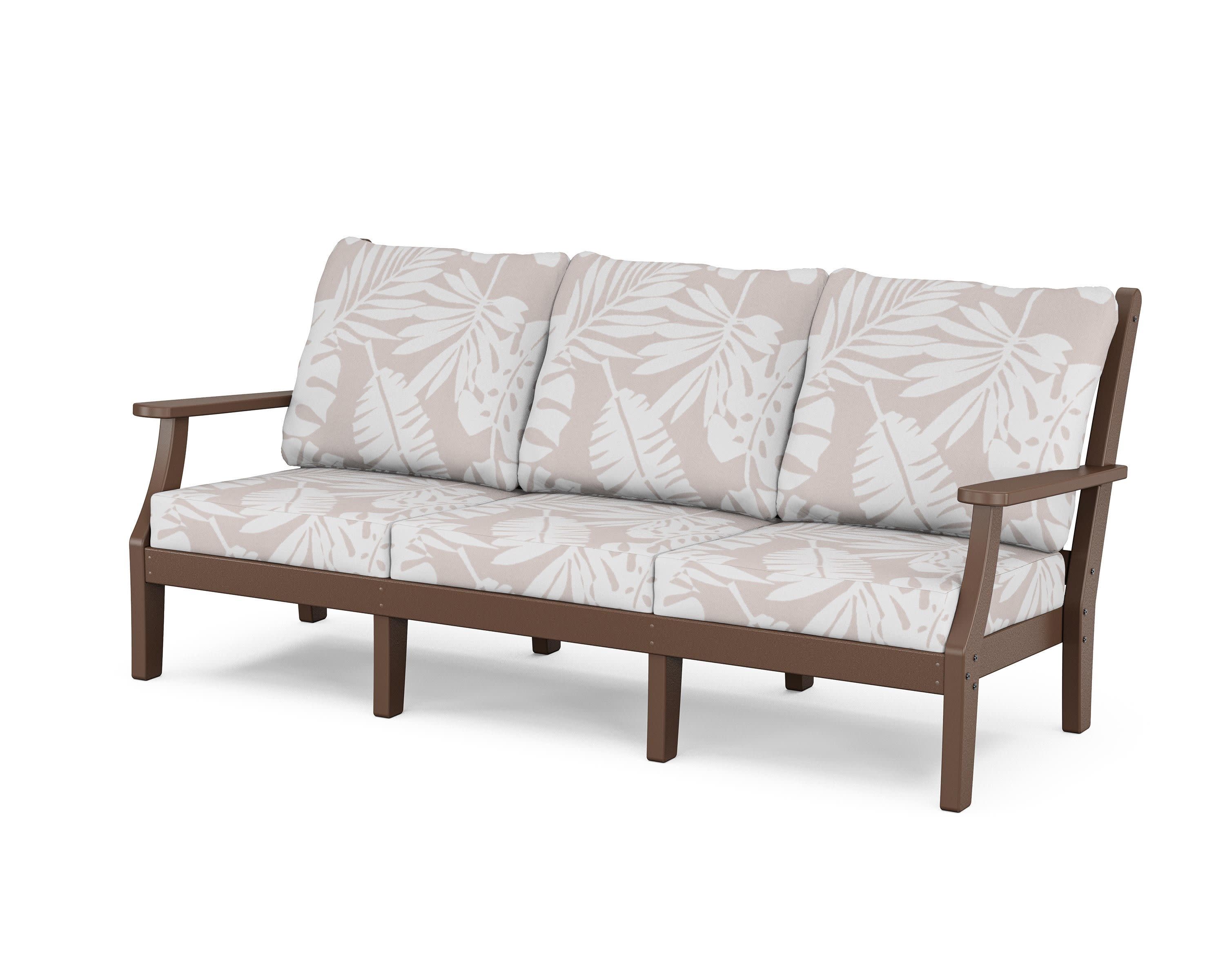 Wovendale Deep Seating Sofa in Mahogany / Leaf Dune Burlap