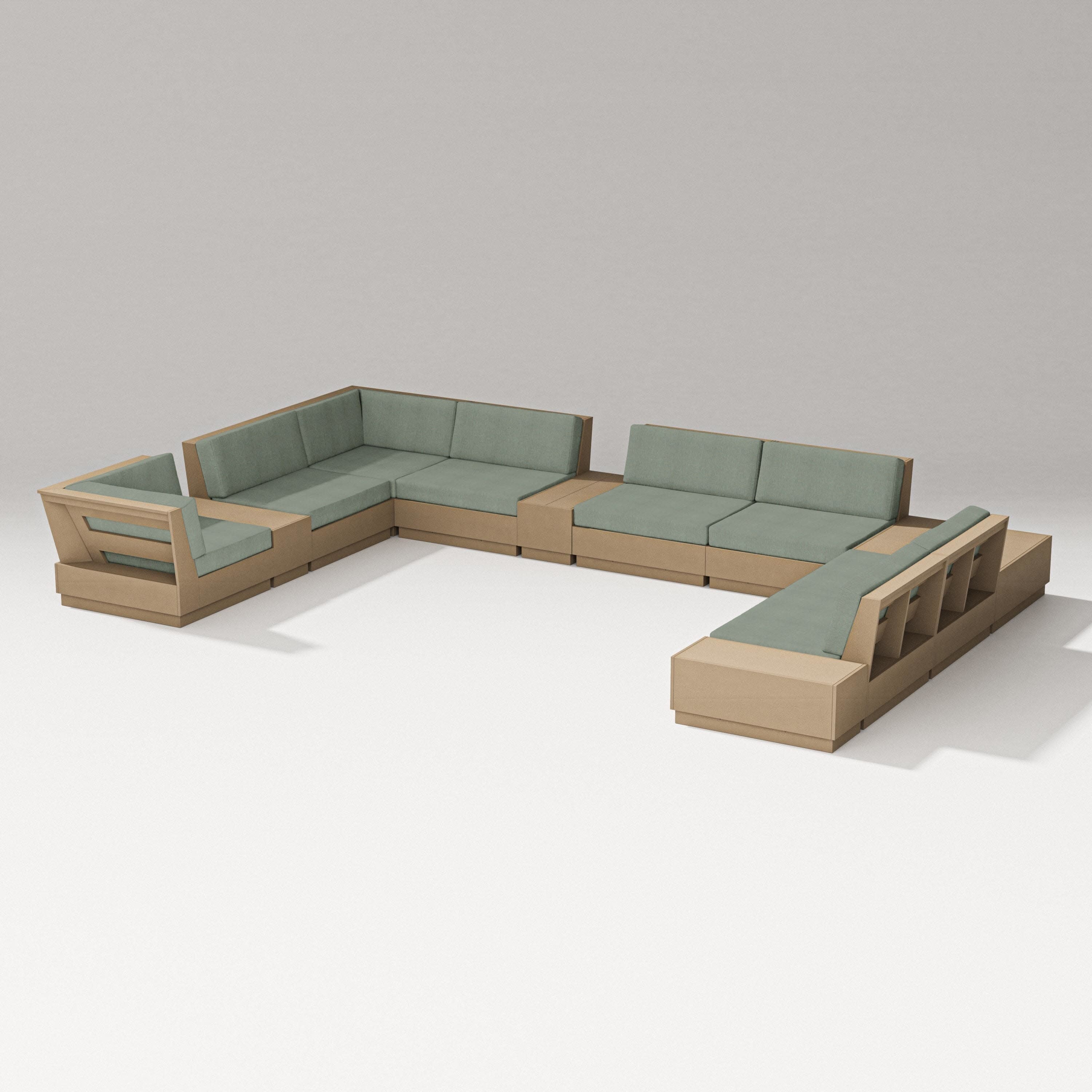 Elevate 12-Piece Conversation Sectional Set in Vintage Sahara / Cast Sage