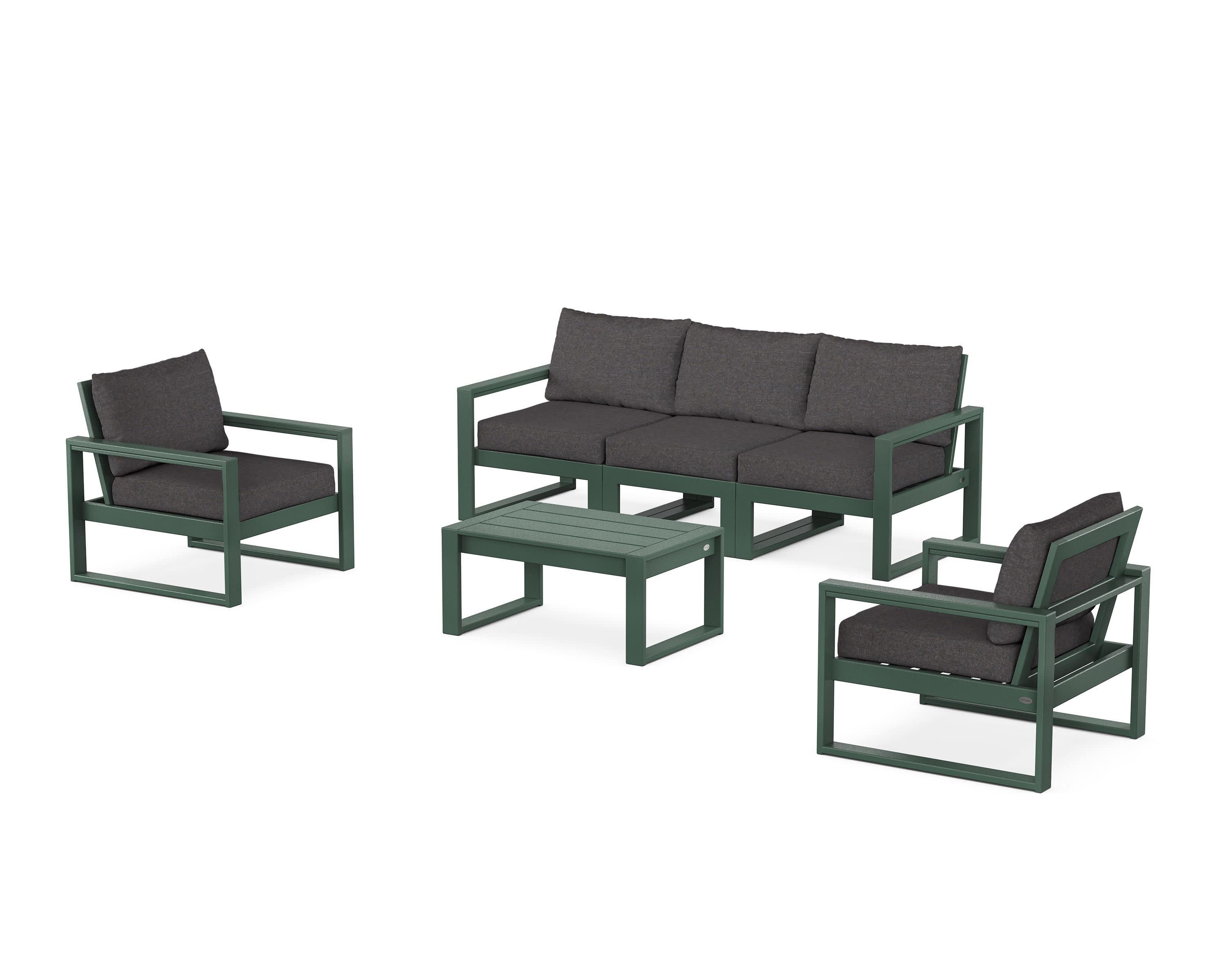 EDGE Sectional 4-Piece Deep Seating Set with Sofa in Green / Ash Charcoal