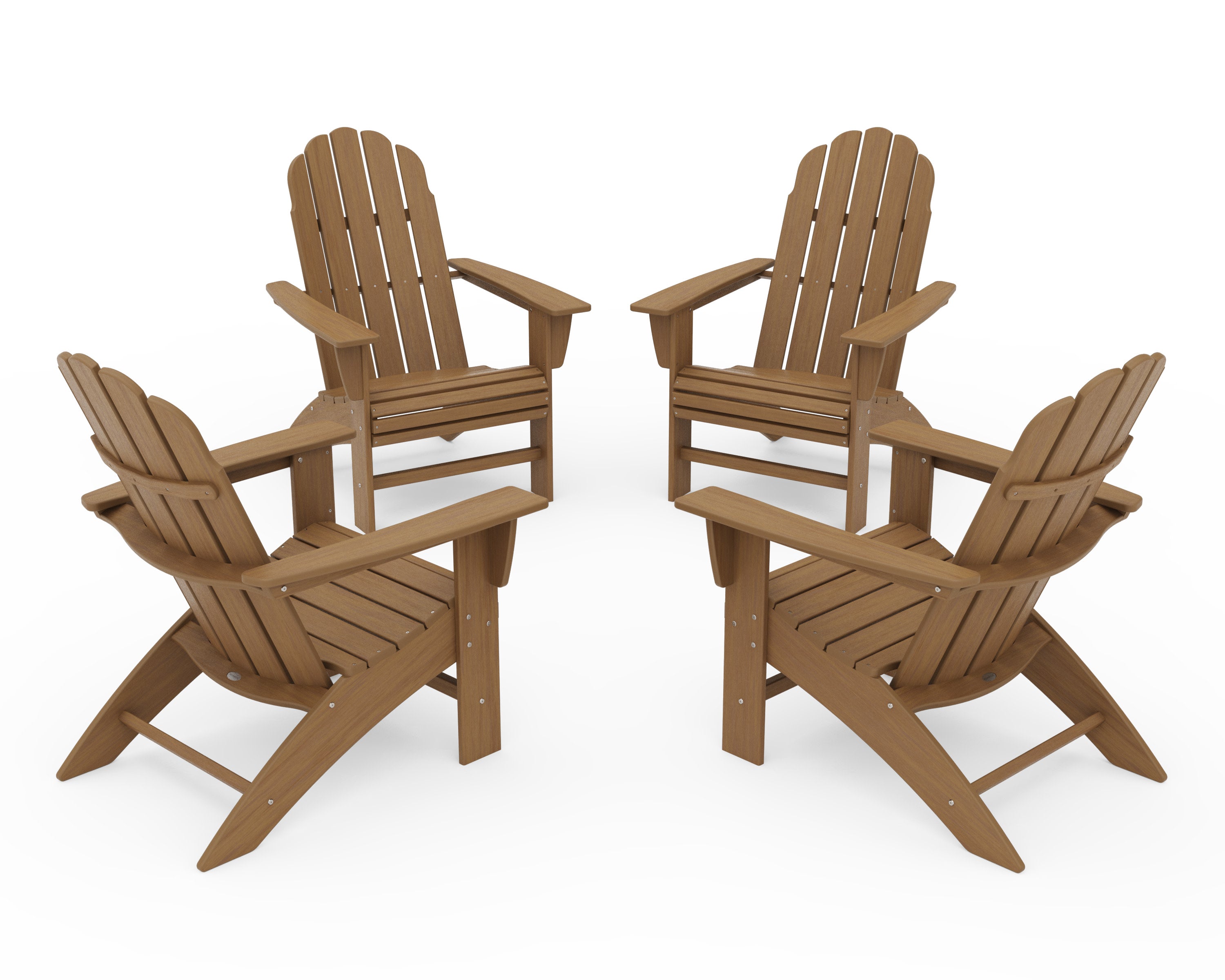 4-Piece Vineyard Curveback Adirondack Chair Conversation Set in Natural