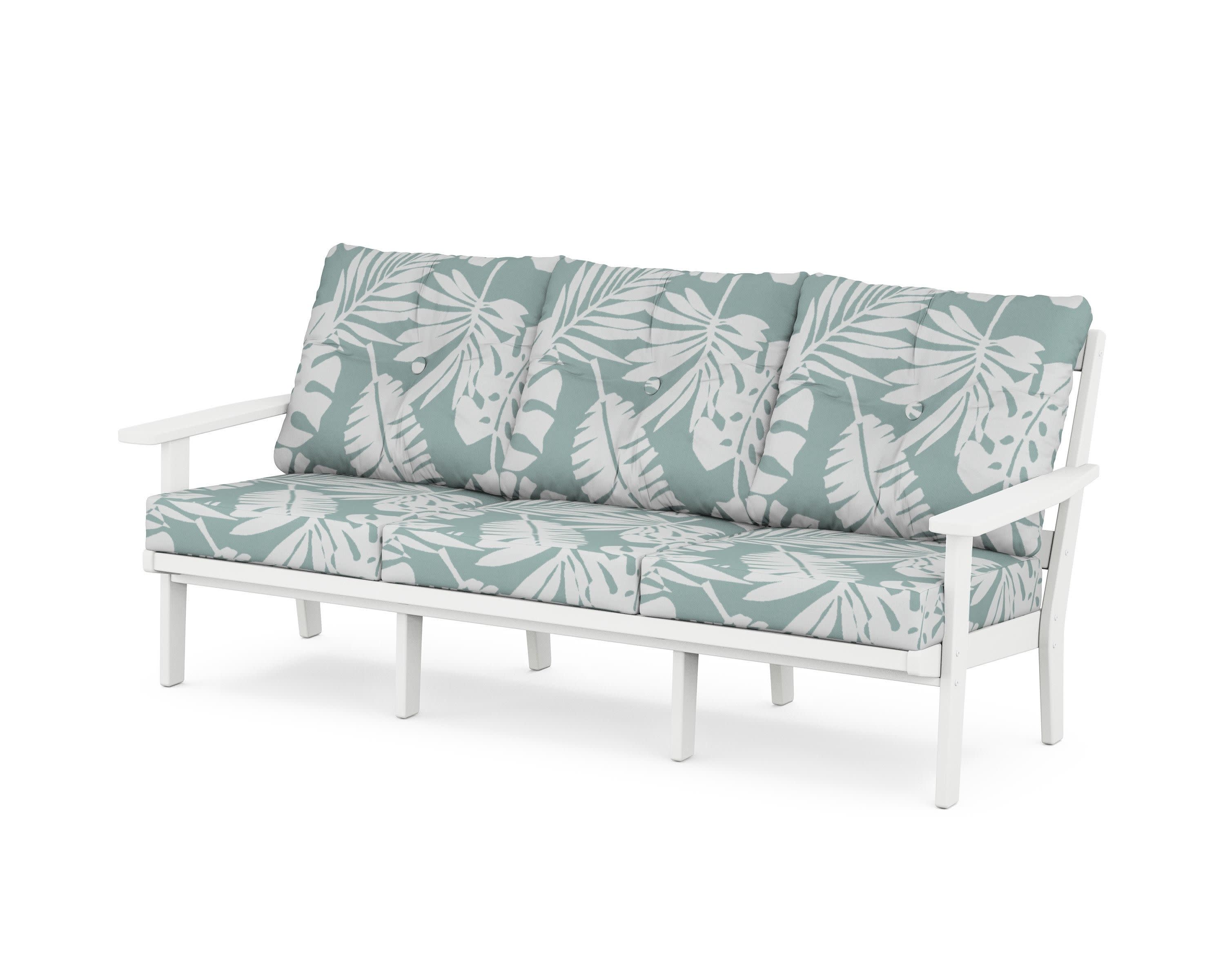 Oxford Deep Seating Sofa in White / Leaf Glacier Spa