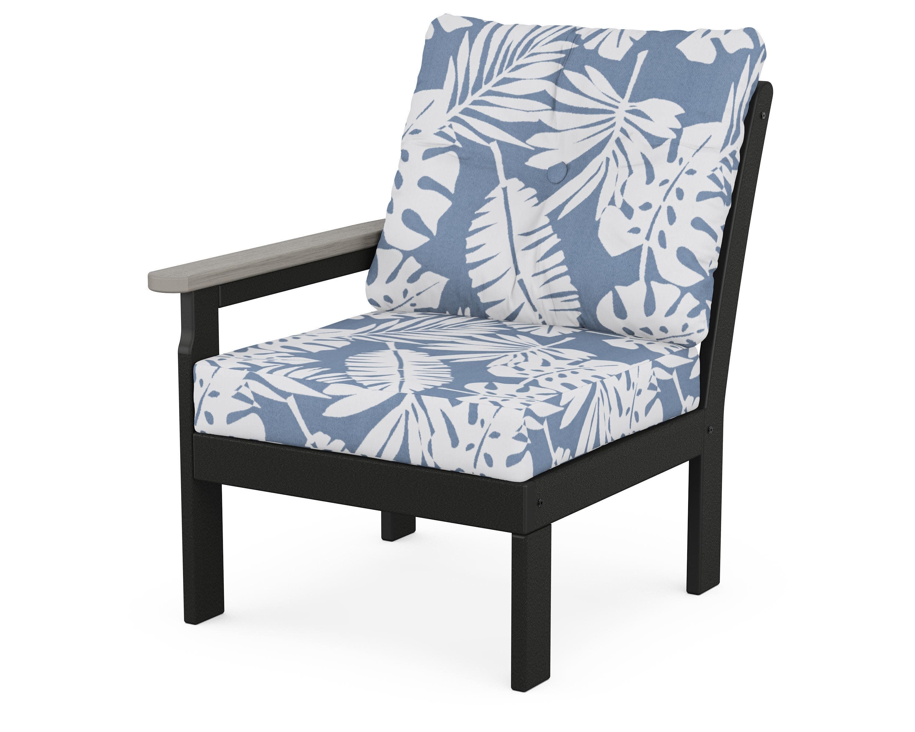 Vineyard Modular Left Arm Chair in Black / Driftwood / Leaf Sky Blue
