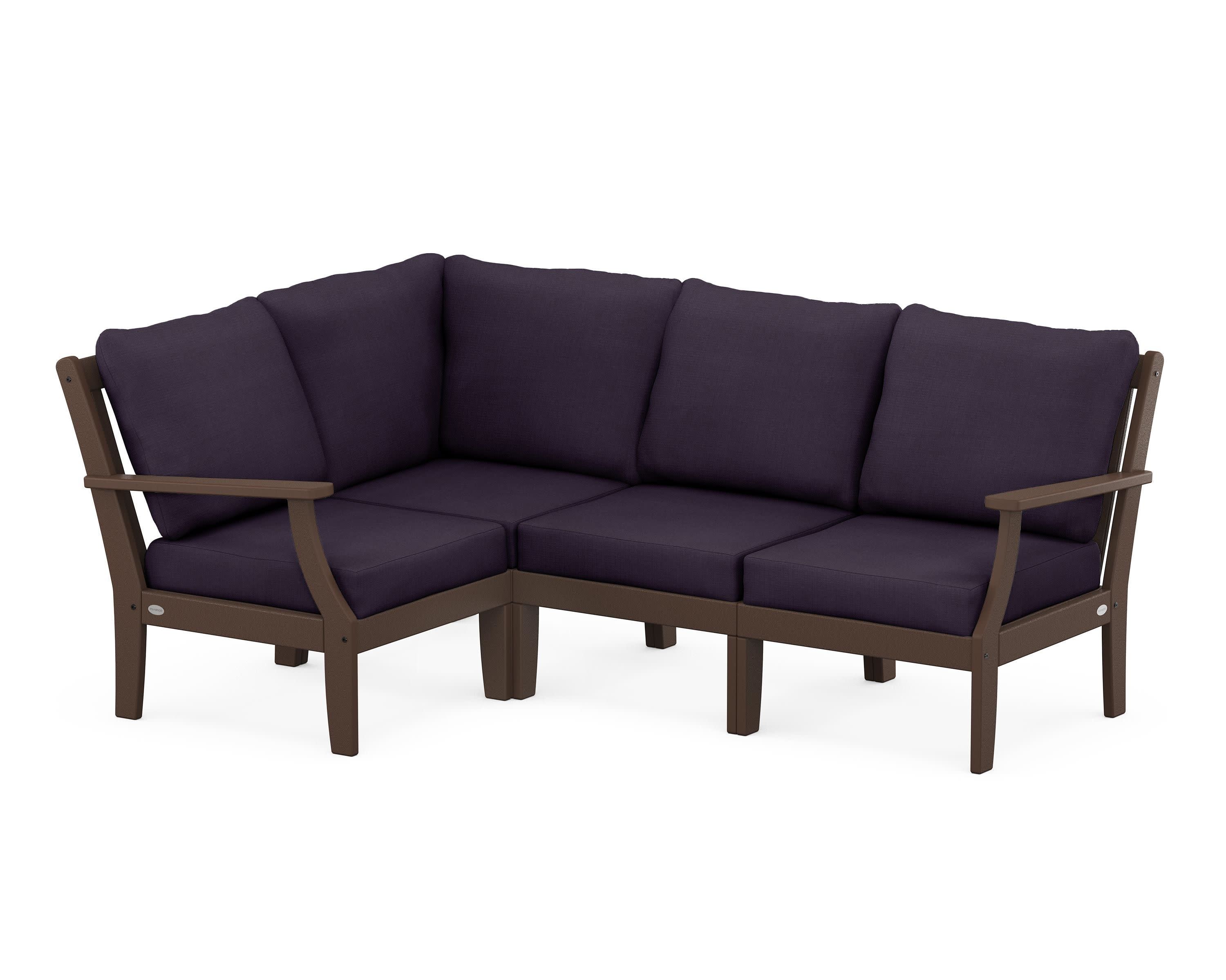 Braxton Modular 4-Piece Deep Seating Set in Mahogany / Navy Linen