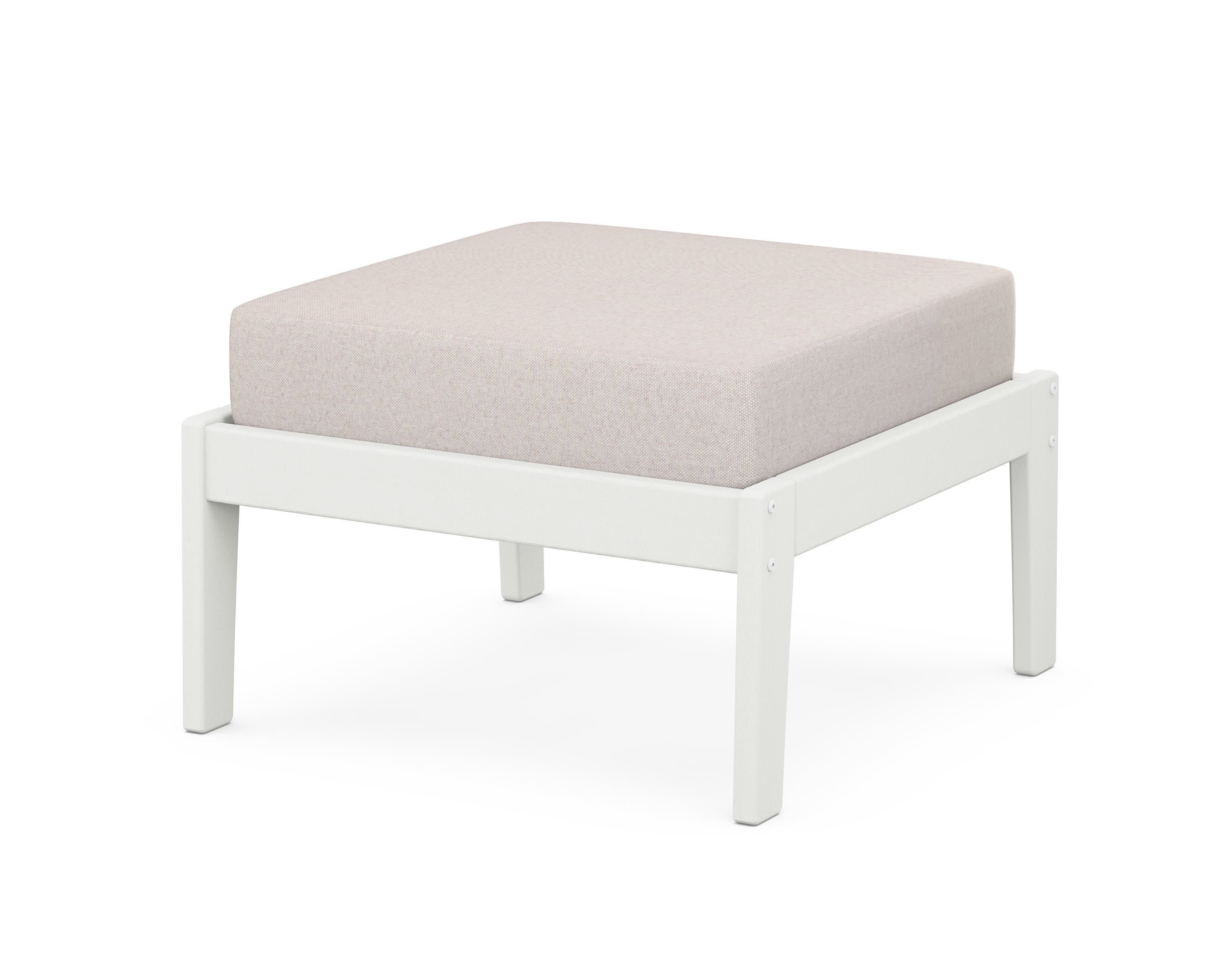 Deep Seating Ottoman in Vintage White / Dune Burlap