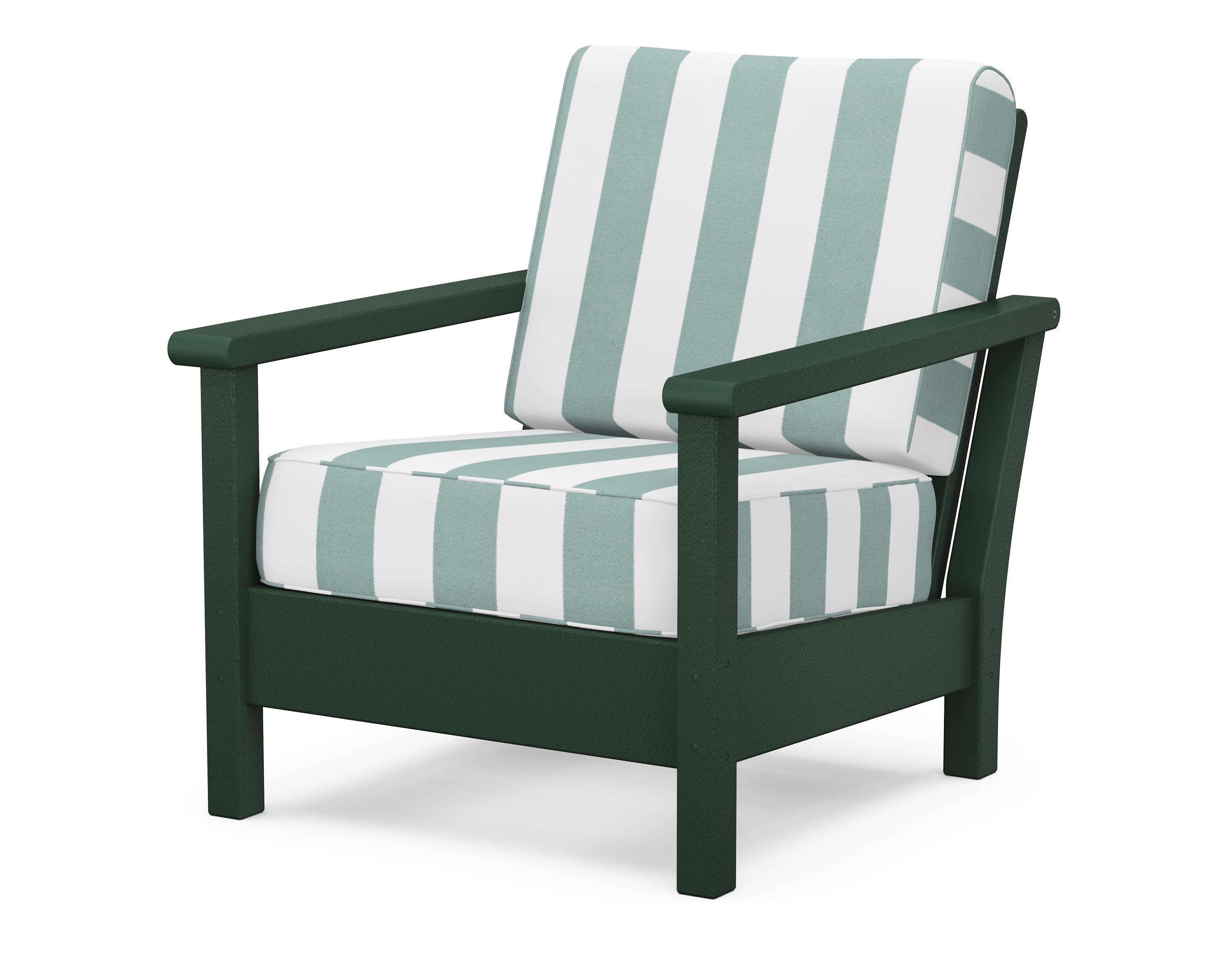 Harbour Deep Seating Chair in Green / Cabana Stripe Glacier Spa
