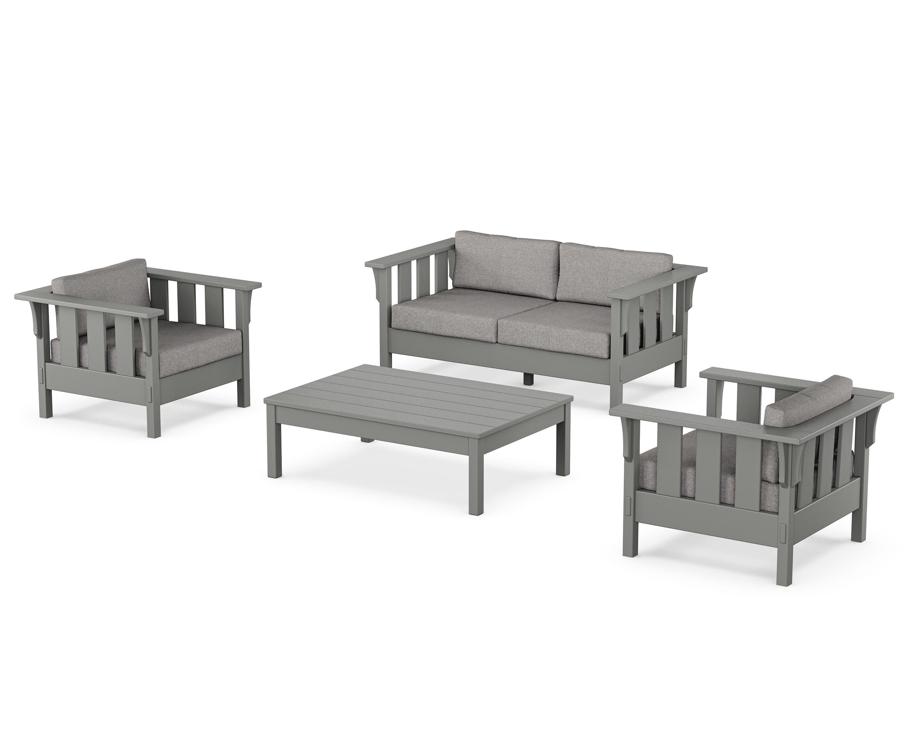 Acadia 4-Piece Deep Seating Set with Loveseat in Slate Grey / Grey Mist