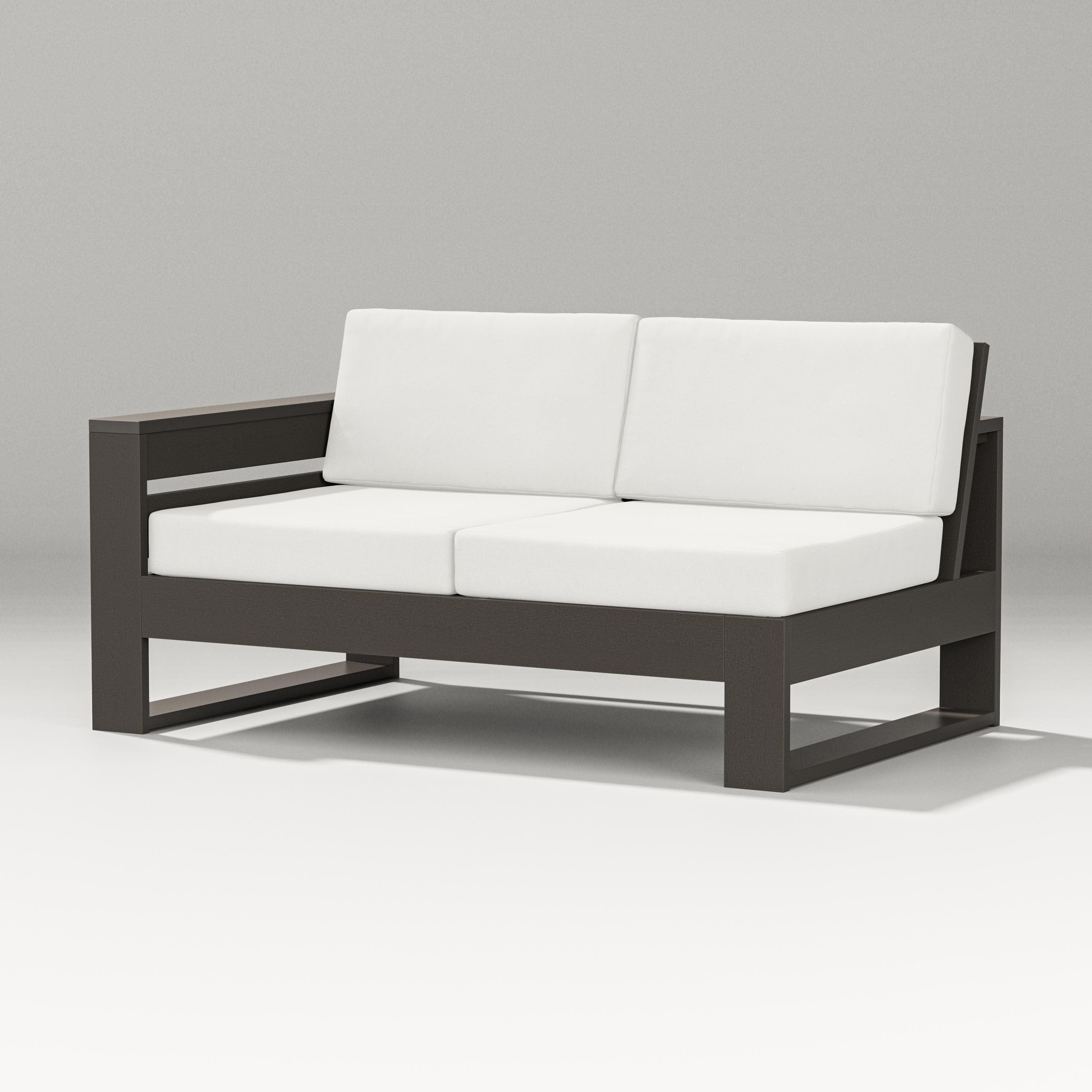 Latitude Modular Left Arm Loveseat in Vintage Coffee / Natural Linen