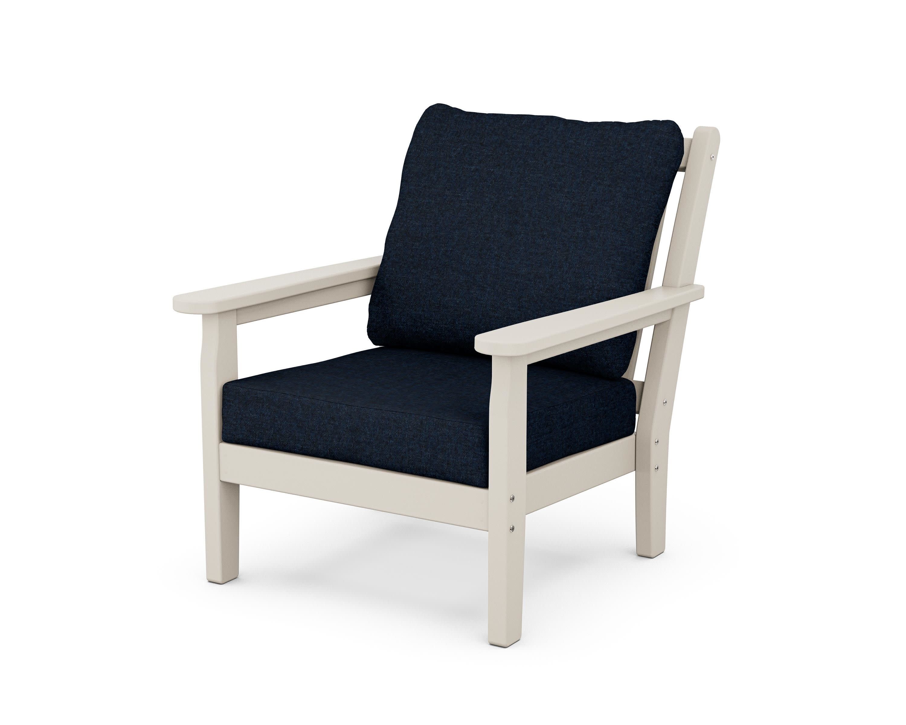 Chippendale Deep Seating Chair in Sand / Marine Indigo