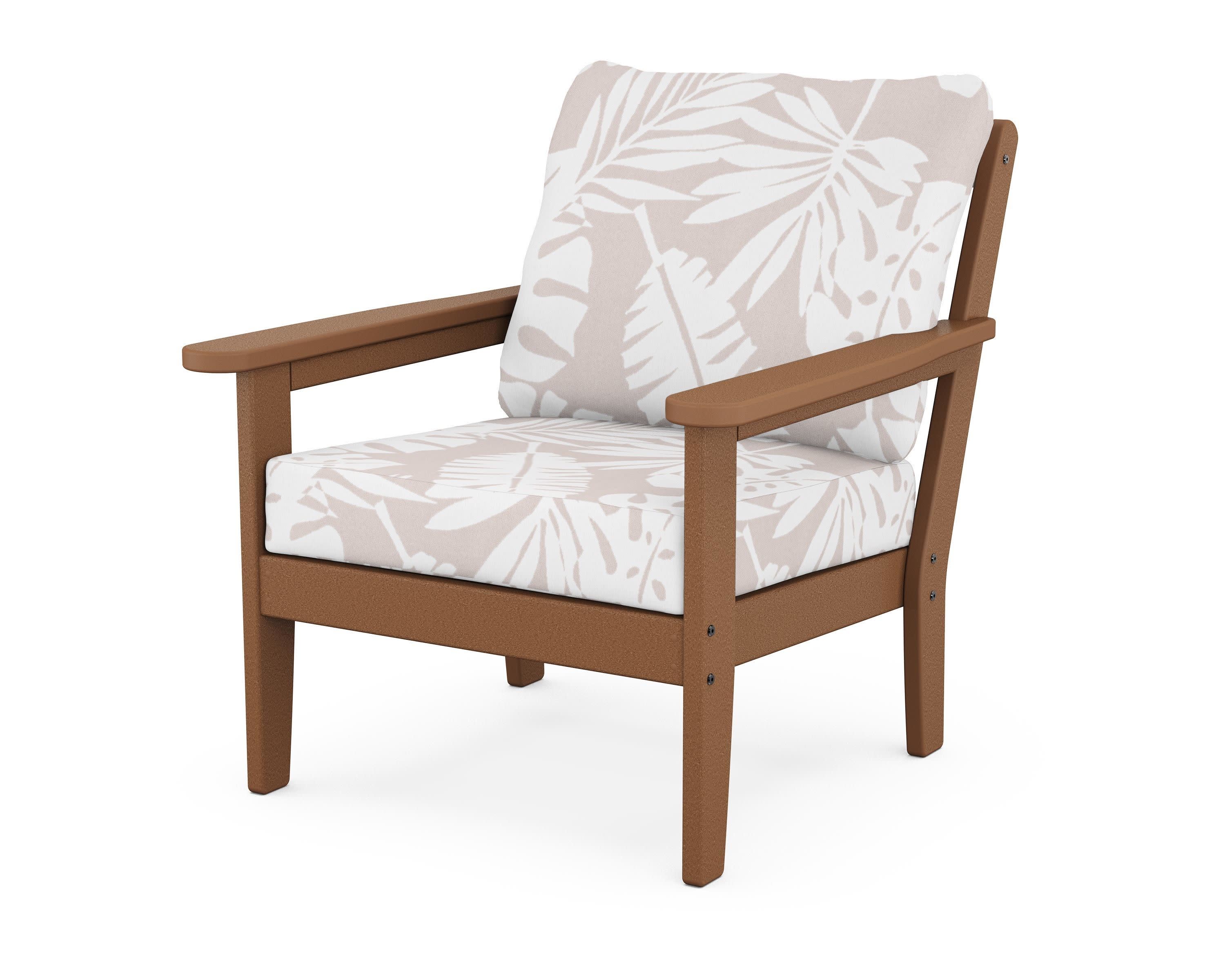 Cottage Deep Seating Chair in Teak / Leaf Dune Burlap