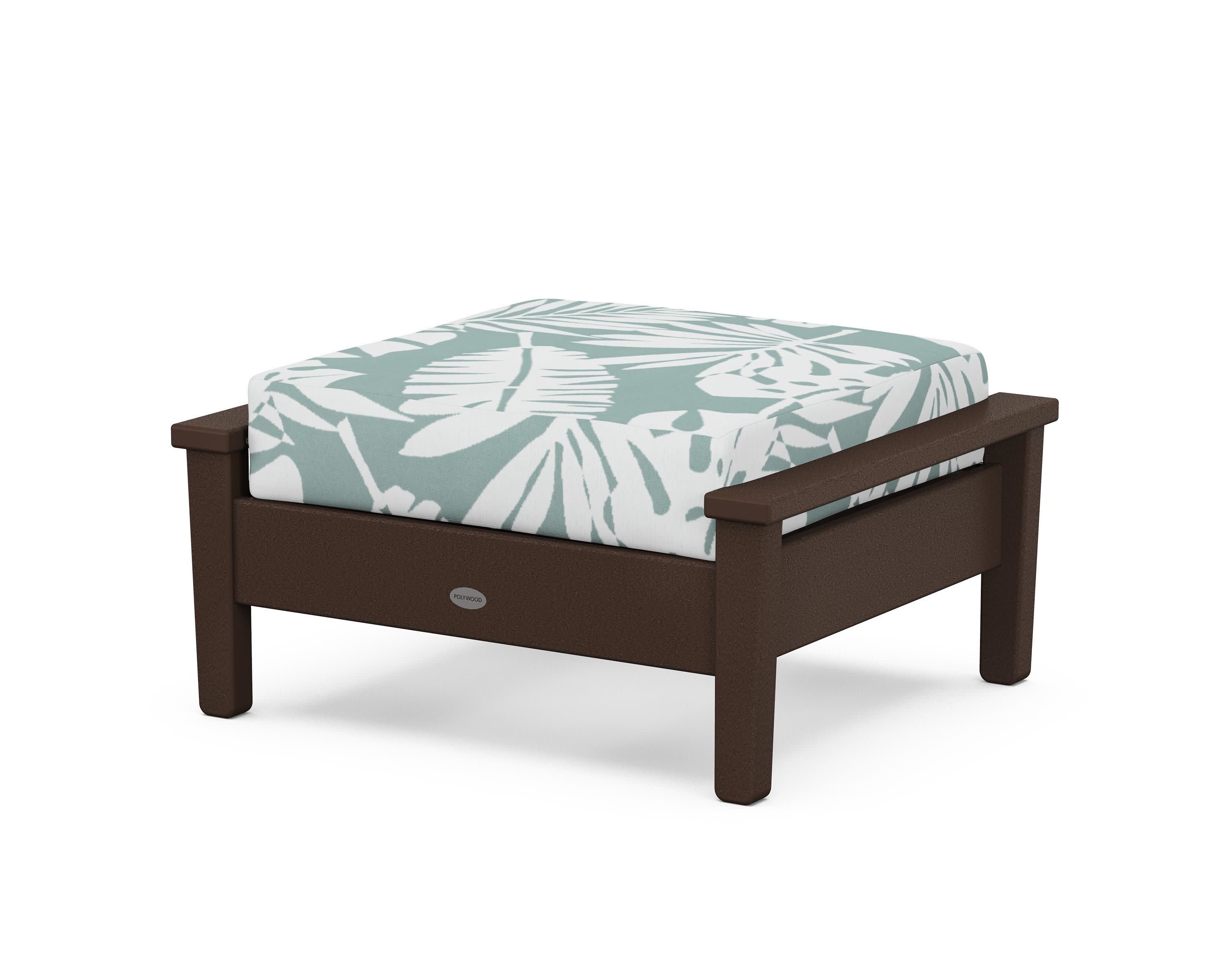 Prescott Deep Seating Ottoman in Mahogany / Leaf Glacier Spa