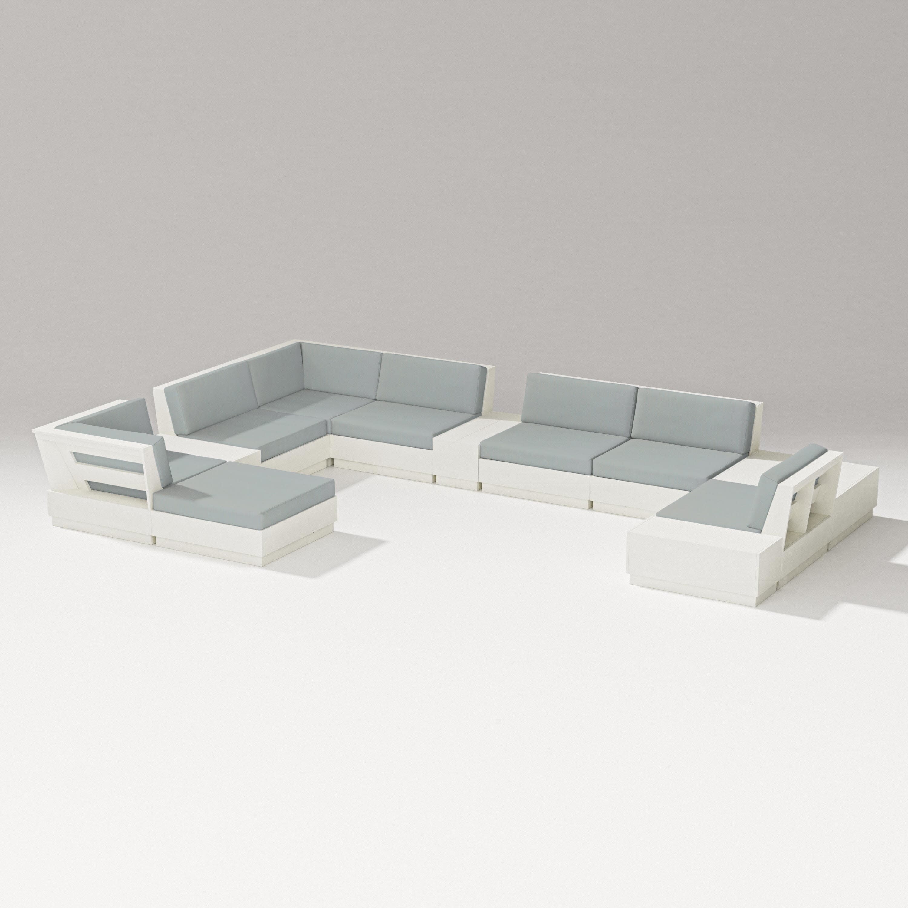 Elevate 12-Piece Conversation Sectional Set in Vintage White / Spa