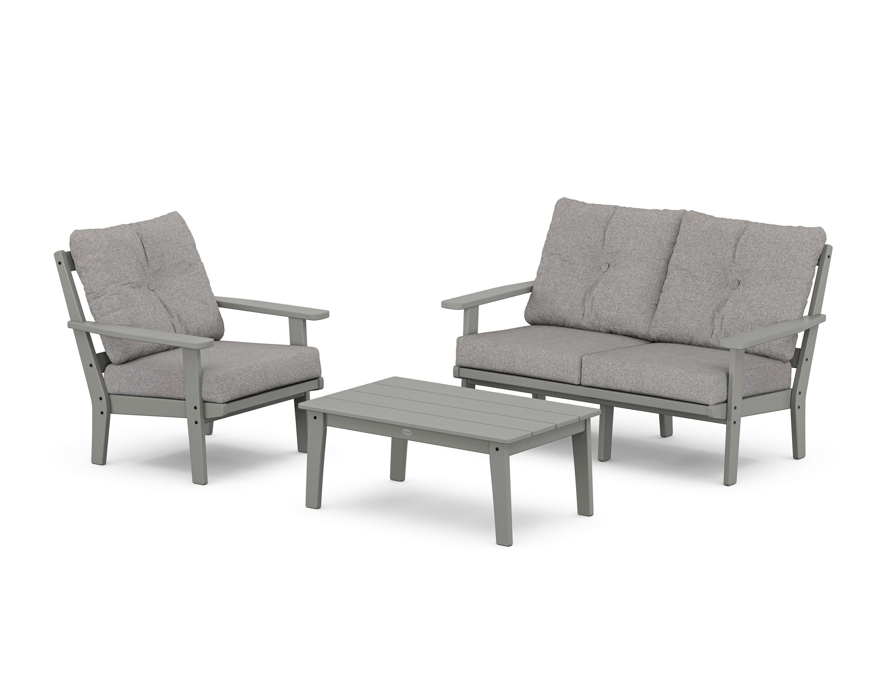 Oxford 3-Piece Deep Seating Set with Loveseat in Slate Grey / Grey Mist