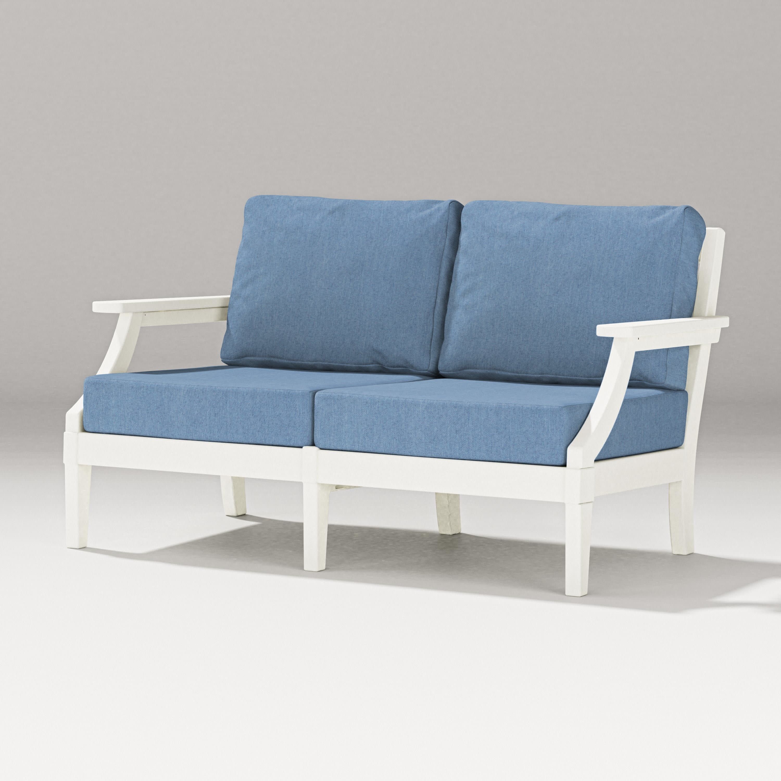 Estate Loveseat in Vintage White / Sky Blue
