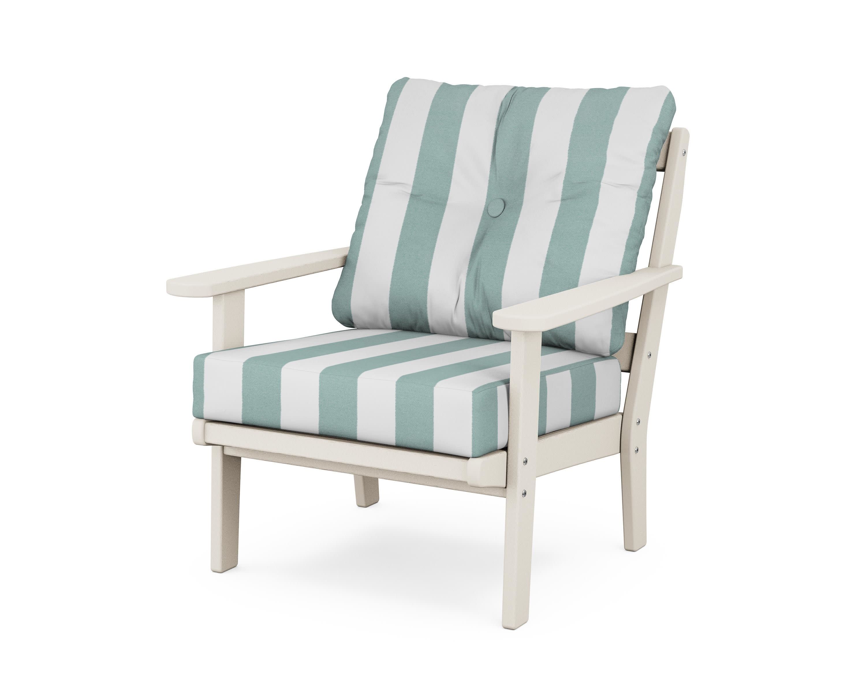 Mission Deep Seating Chair in Sand / Cabana Stripe Glacier Spa
