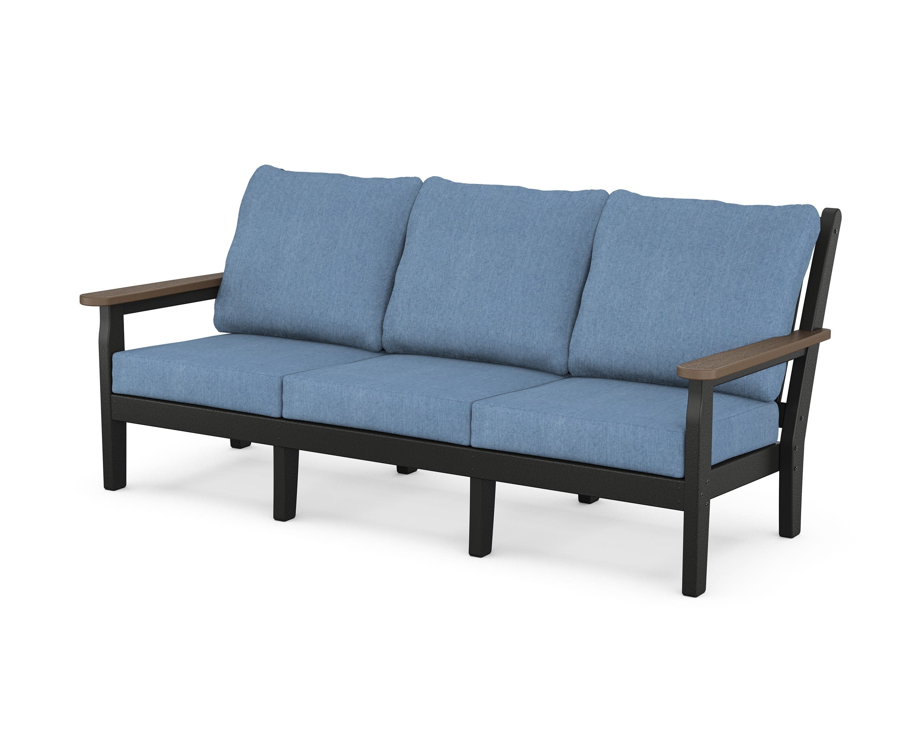 Chippendale Deep Seating Sofa in Black / Kona / Sky Blue
