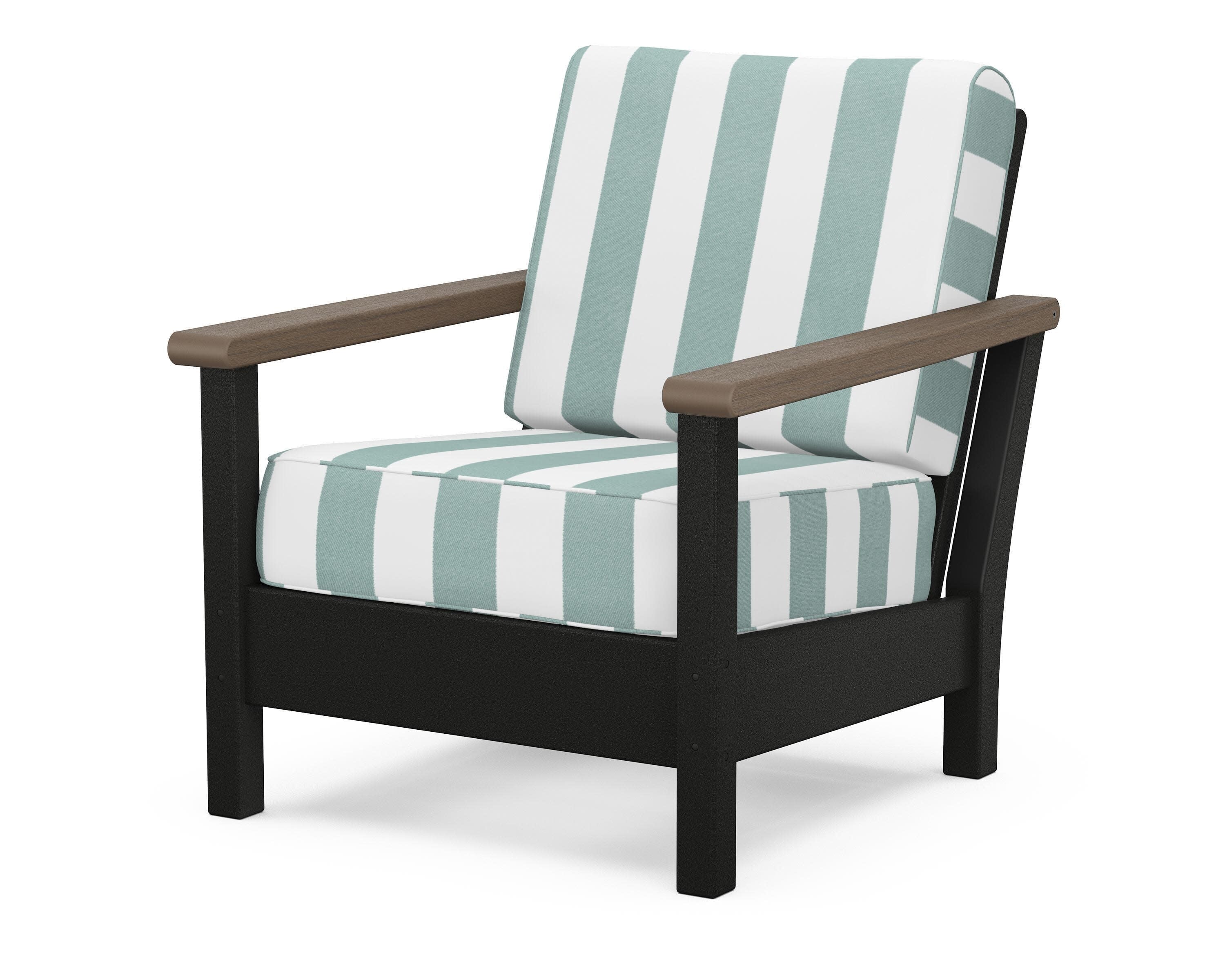 Harbour Deep Seating Chair in Black / Kona / Cabana Stripe Glacier Spa