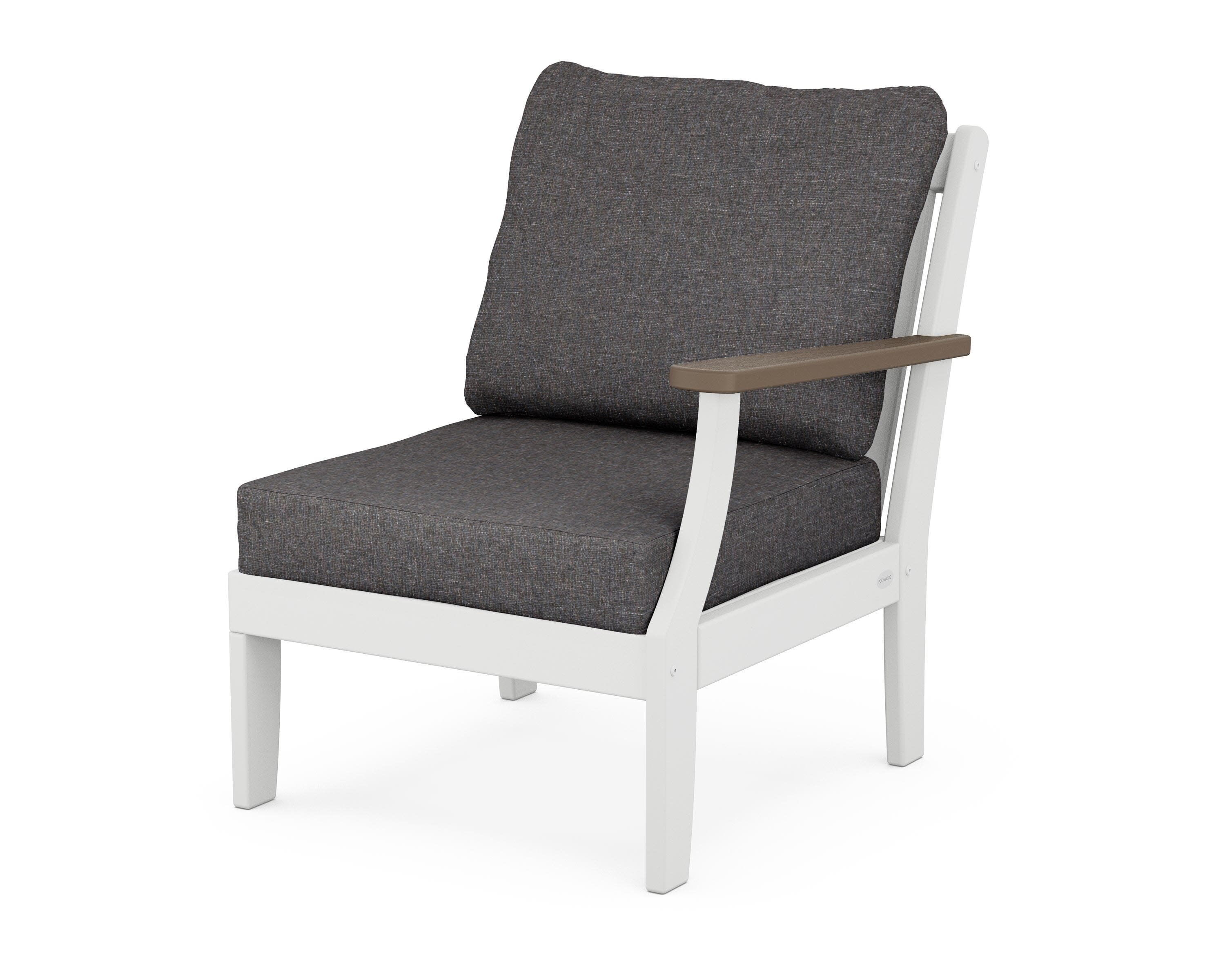 Braxton Modular Right Arm Chair in White / Kona / Ash Charcoal